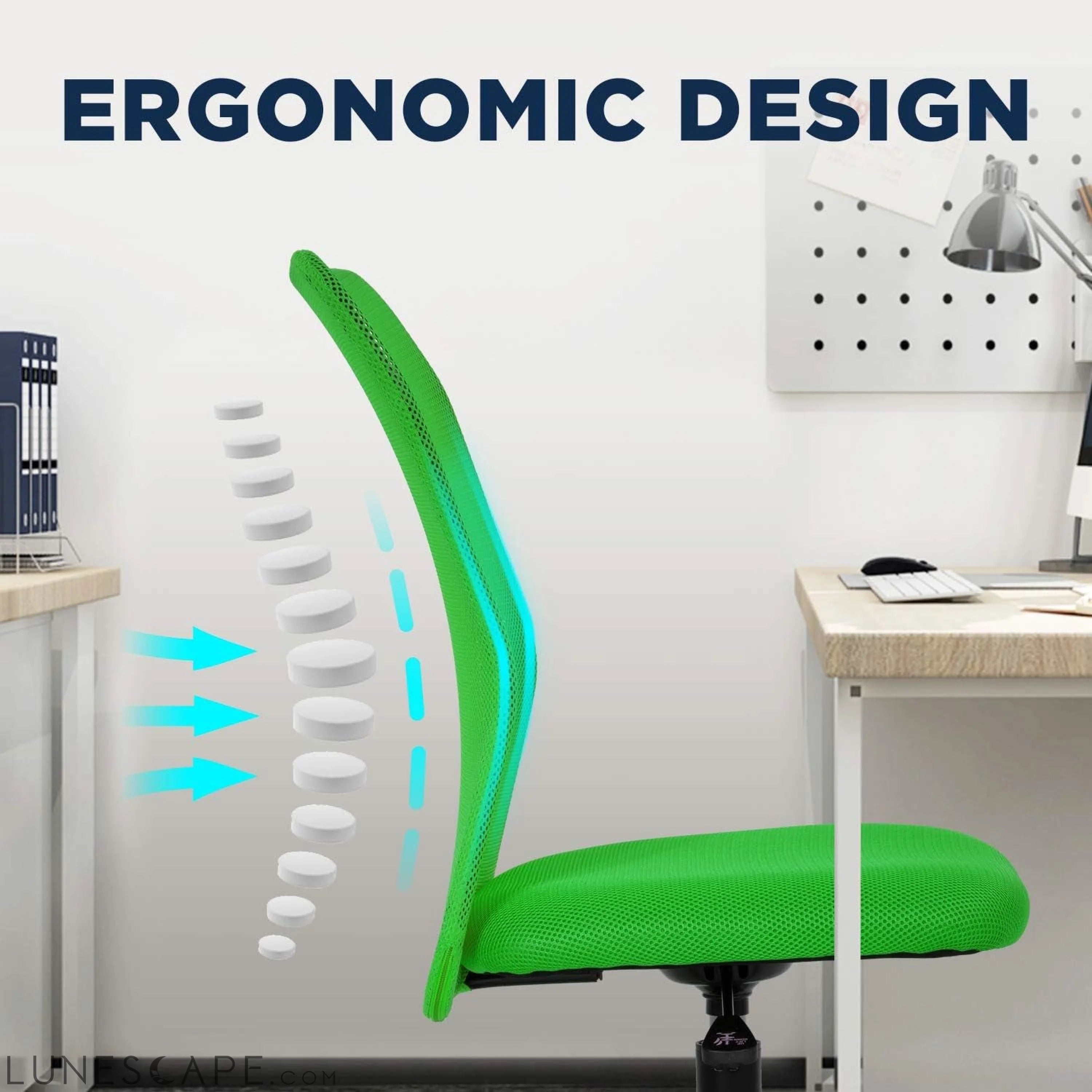 Home Office Chair Mid Back Mesh Desk Chair Armless Computer Chair LUNESCAPE