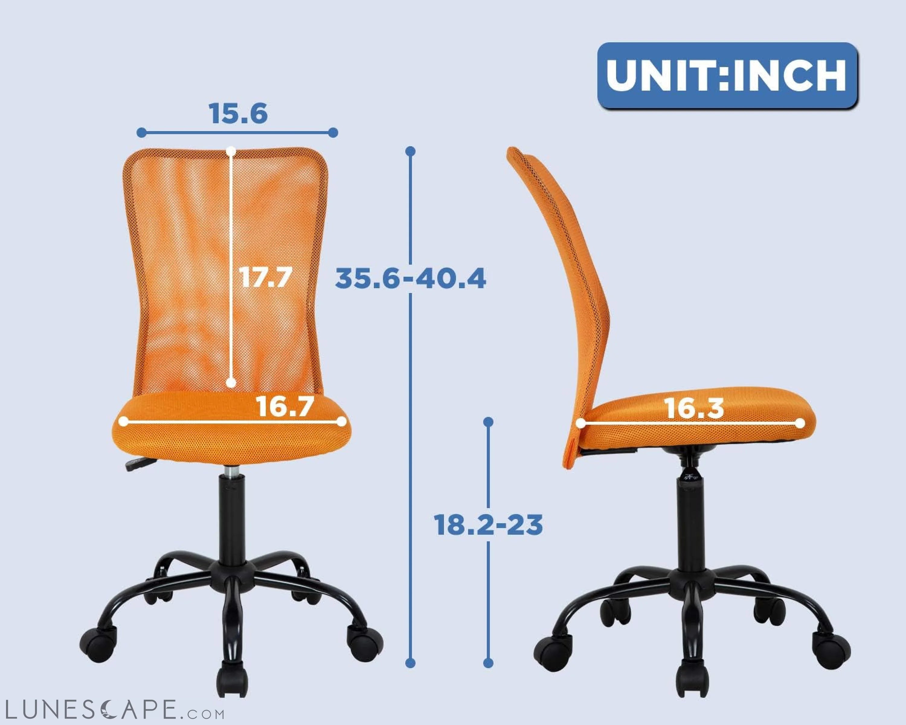 Home Office Chair Mid Back Mesh Desk Chair Armless Computer Chair LUNESCAPE