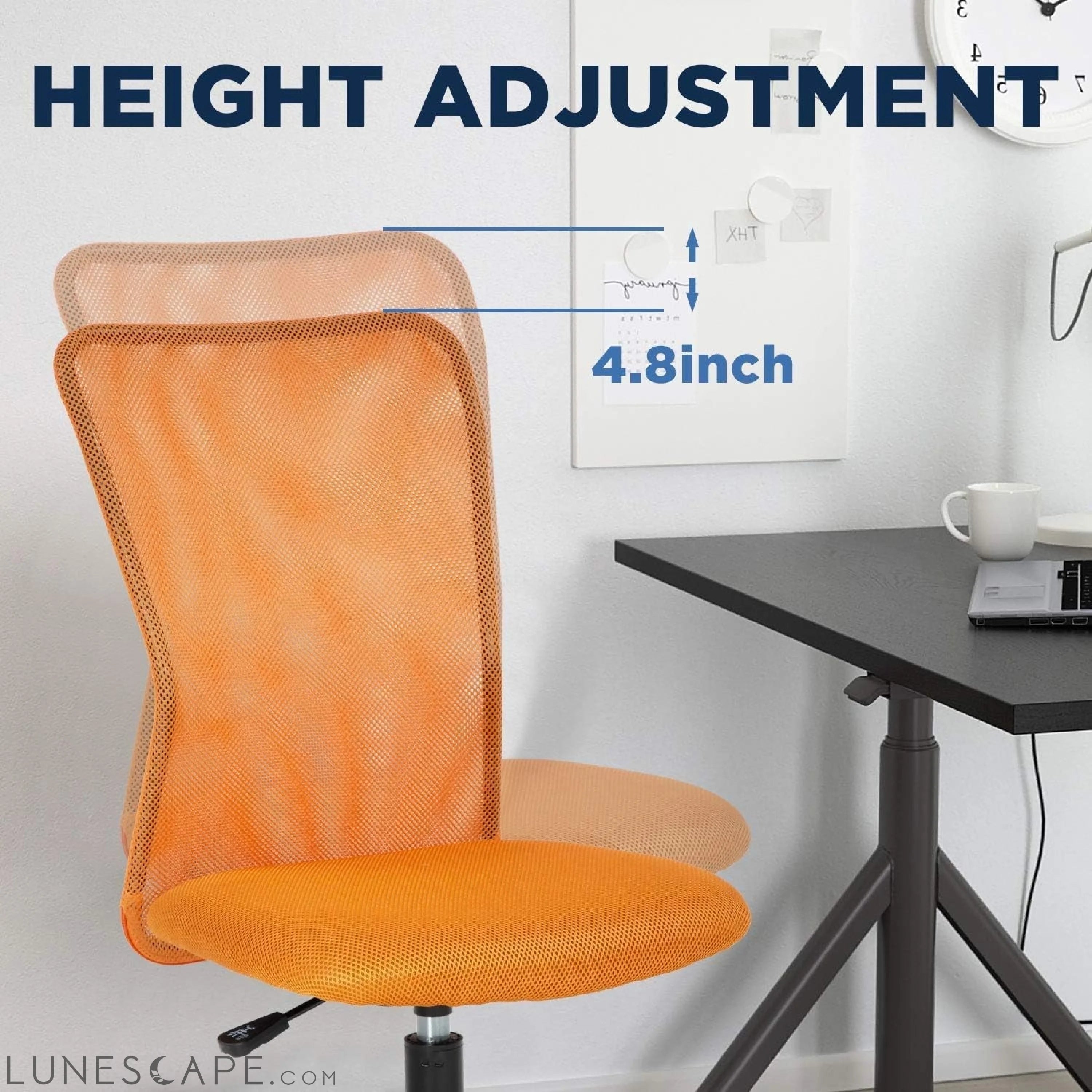 Home Office Chair Mid Back Mesh Desk Chair Armless Computer Chair LUNESCAPE