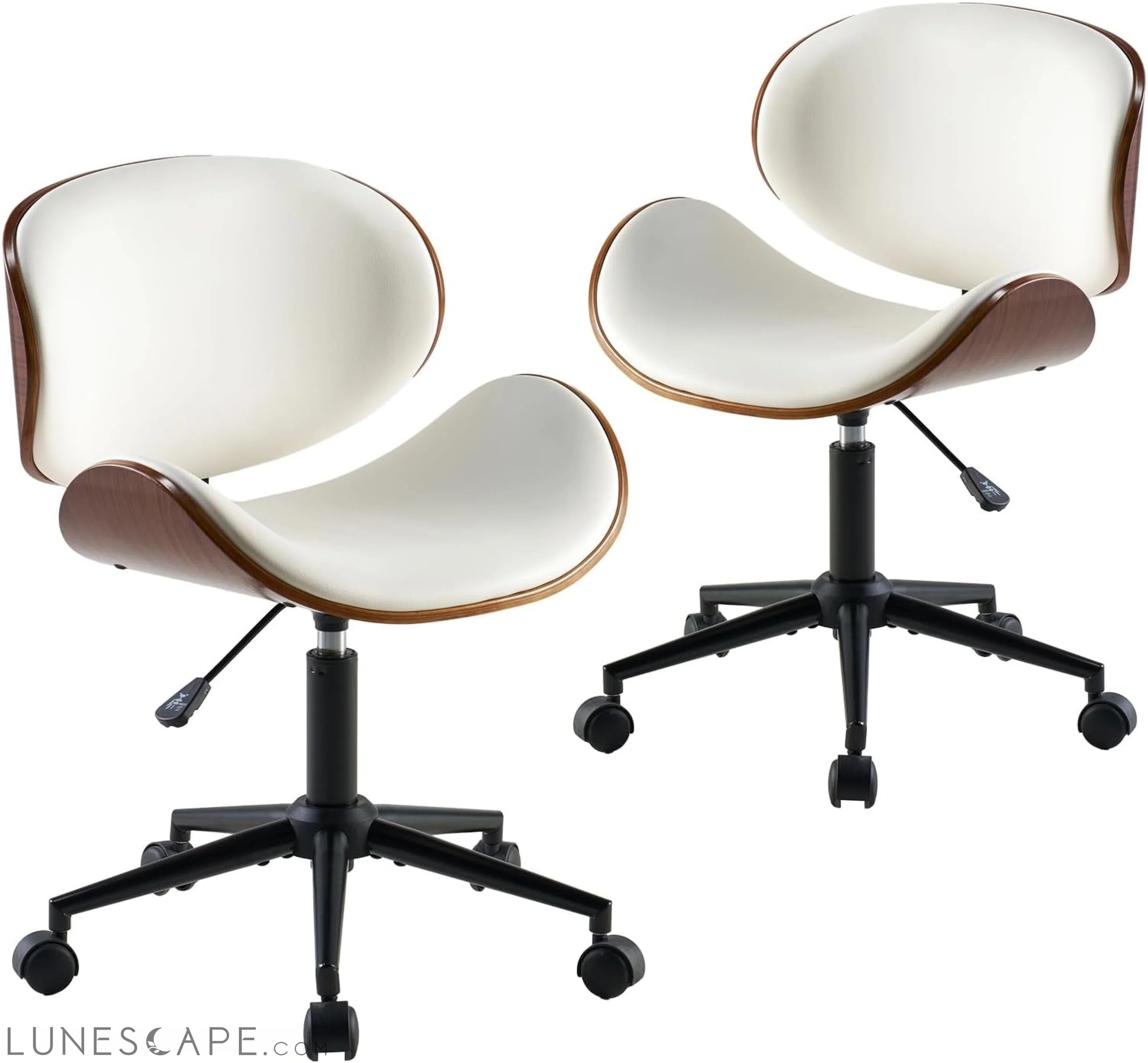 Home Office Chair Set of 2, PU Leather Desk Chair, Modern Swivel Chair LUNESCAPE