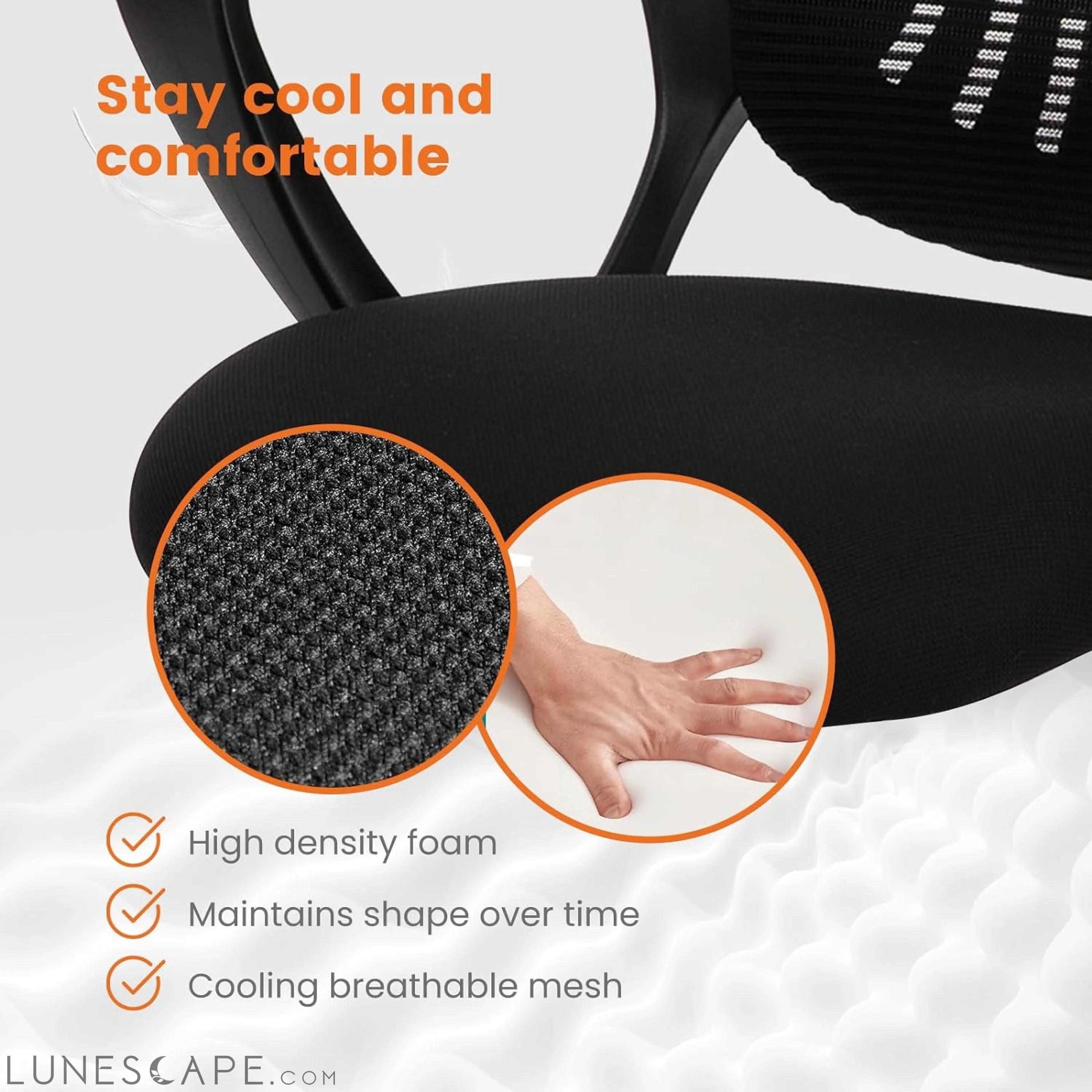 Home Office Computer Desk Chair, Ergonomic Managerial Executive LUNESCAPE