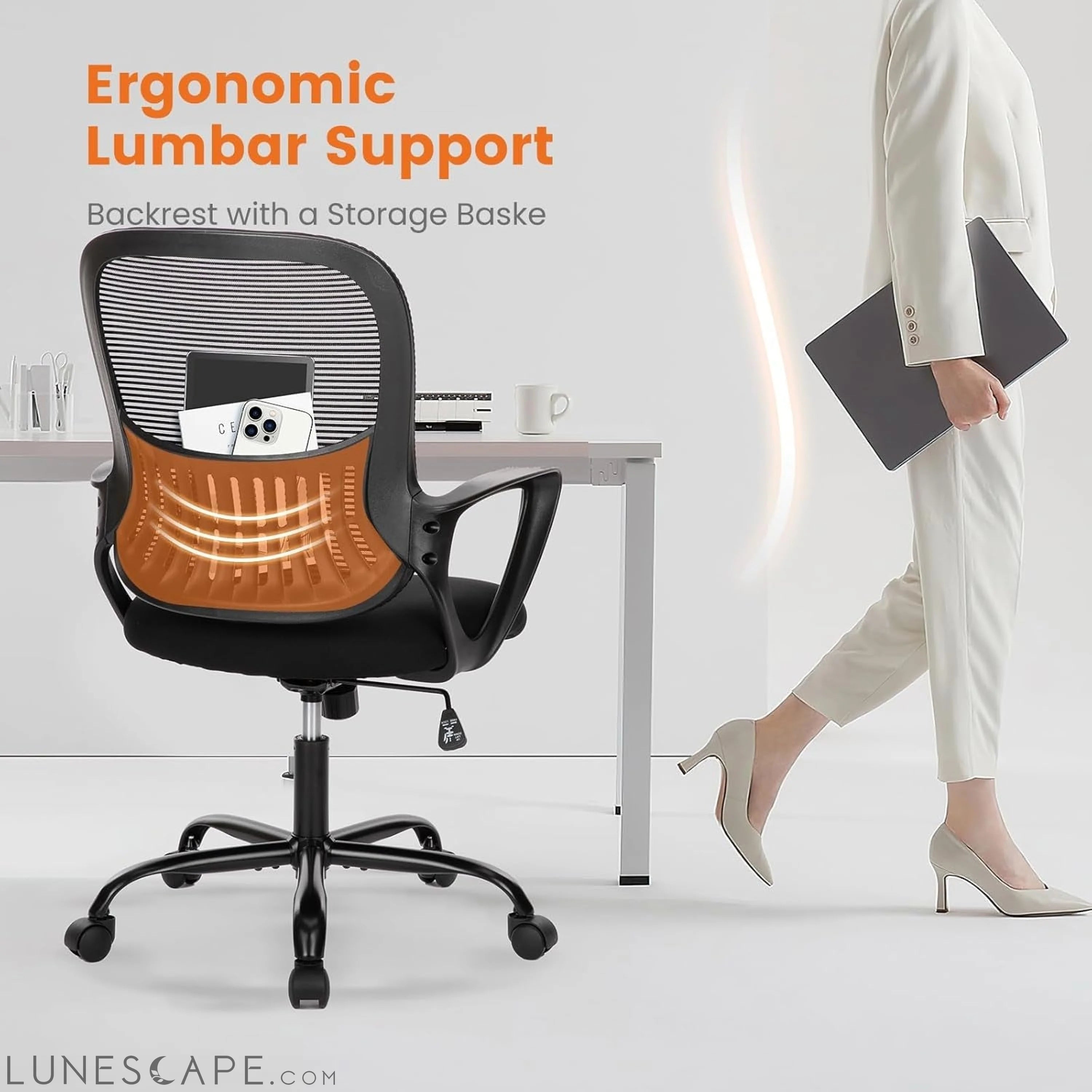 Home Office Computer Desk Chair, Ergonomic Managerial Executive LUNESCAPE