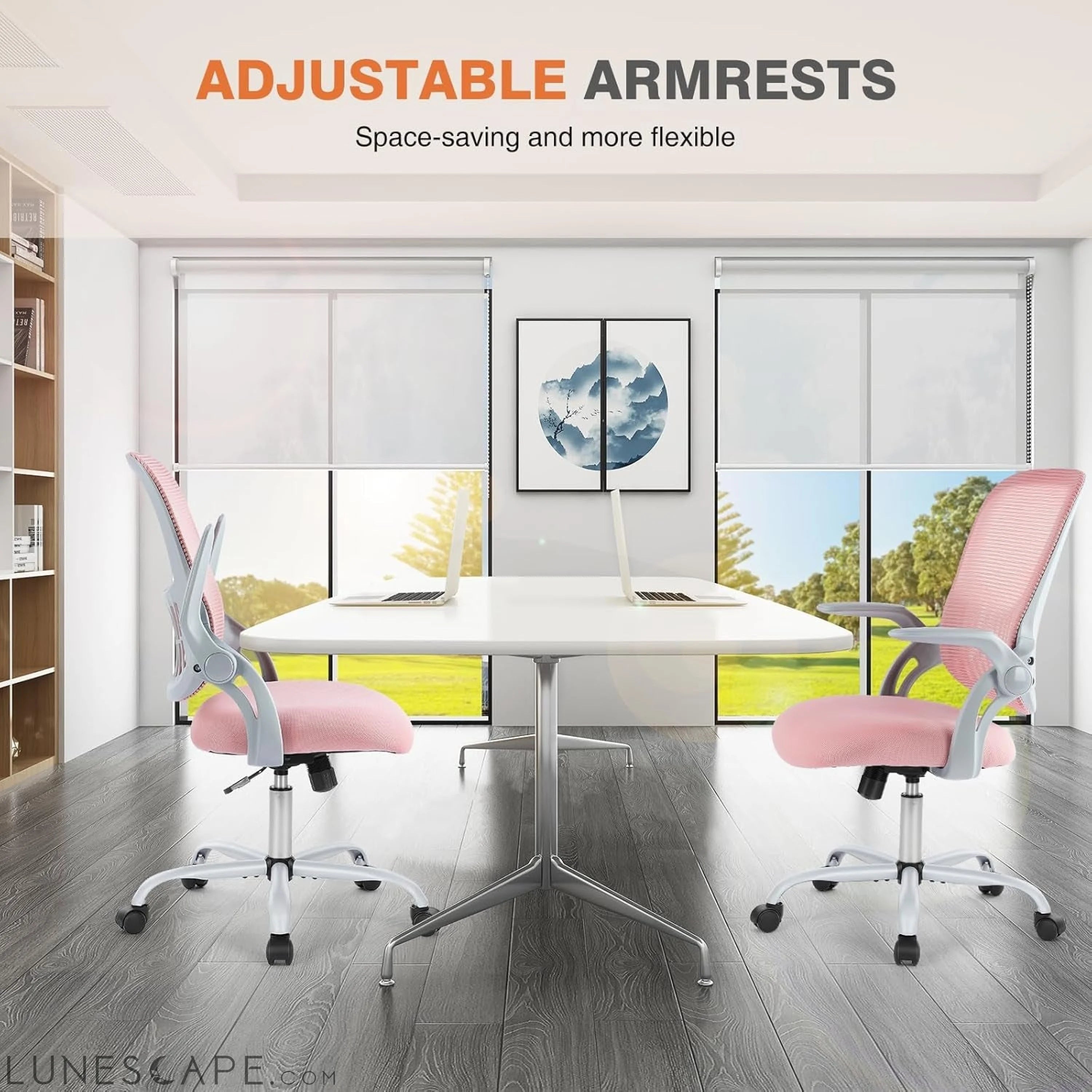 Home Office Computer Desk Chair, Ergonomic Mid-Back Mesh Rolling Work LUNESCAPE