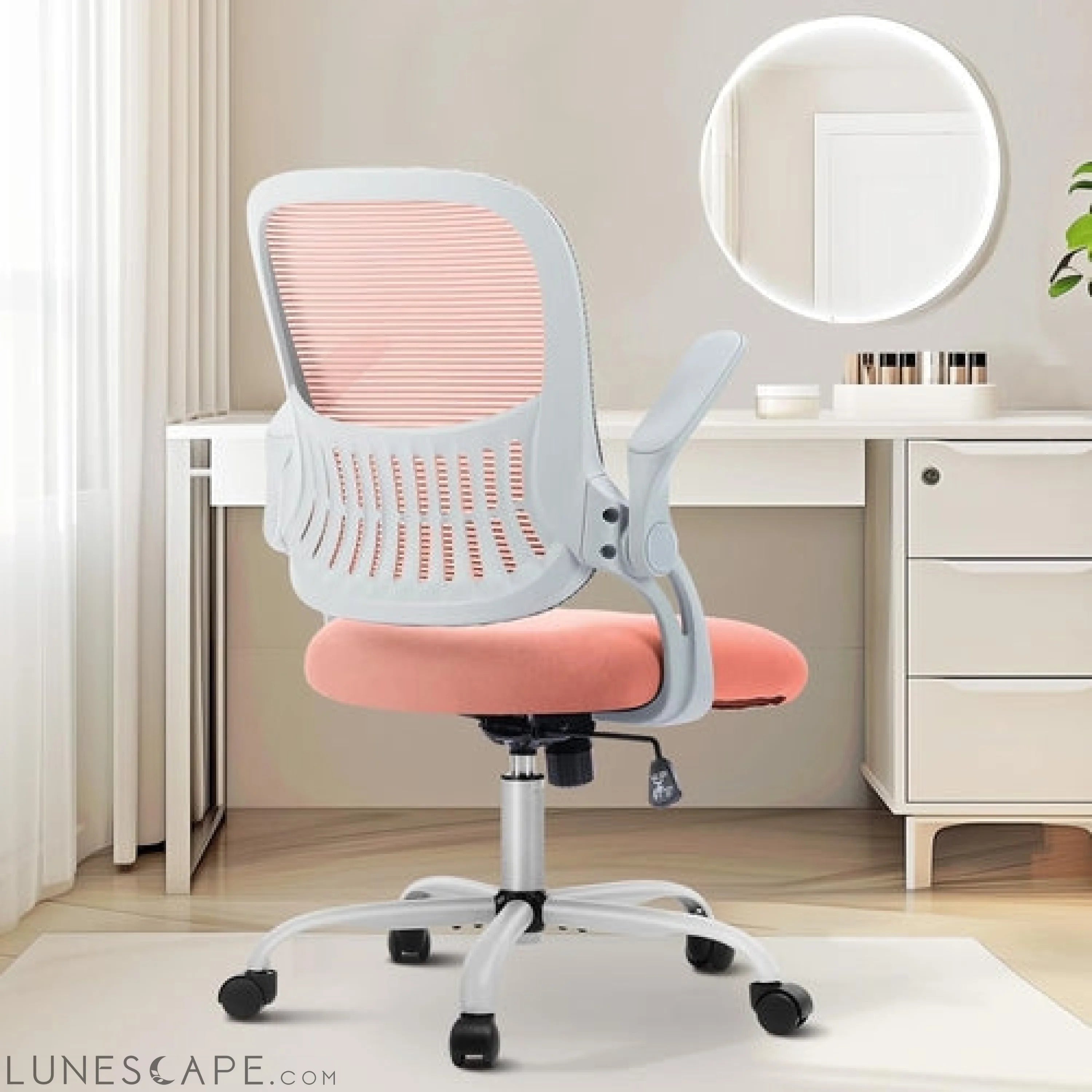 Home Office Computer Desk Chair, Ergonomic Mid-Back Mesh Rolling Work LUNESCAPE