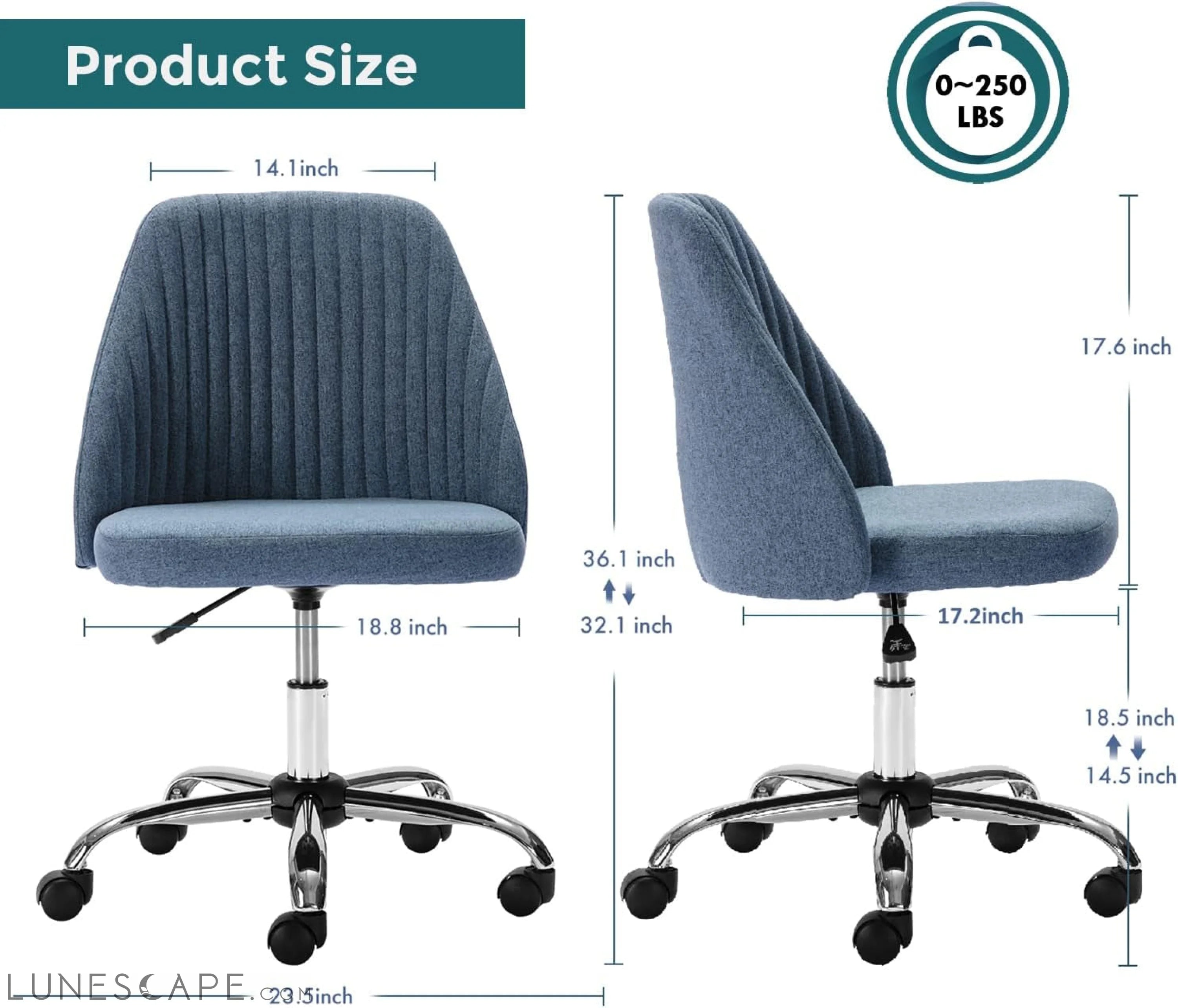 Home Office Desk Chair, Office Chairs Desk Chair Rolling Task Chair LUNESCAPE