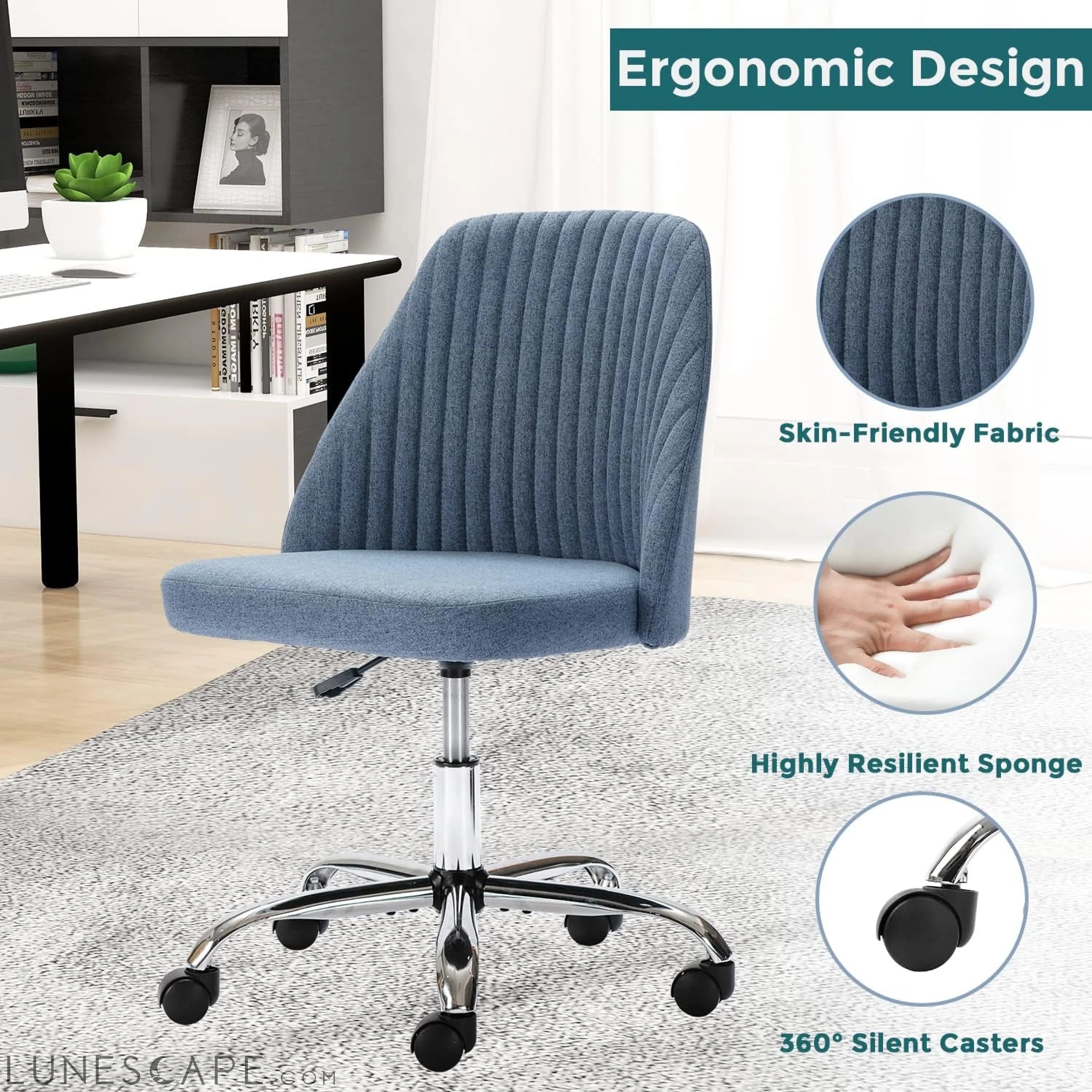 Home Office Desk Chair, Office Chairs Desk Chair Rolling Task Chair LUNESCAPE