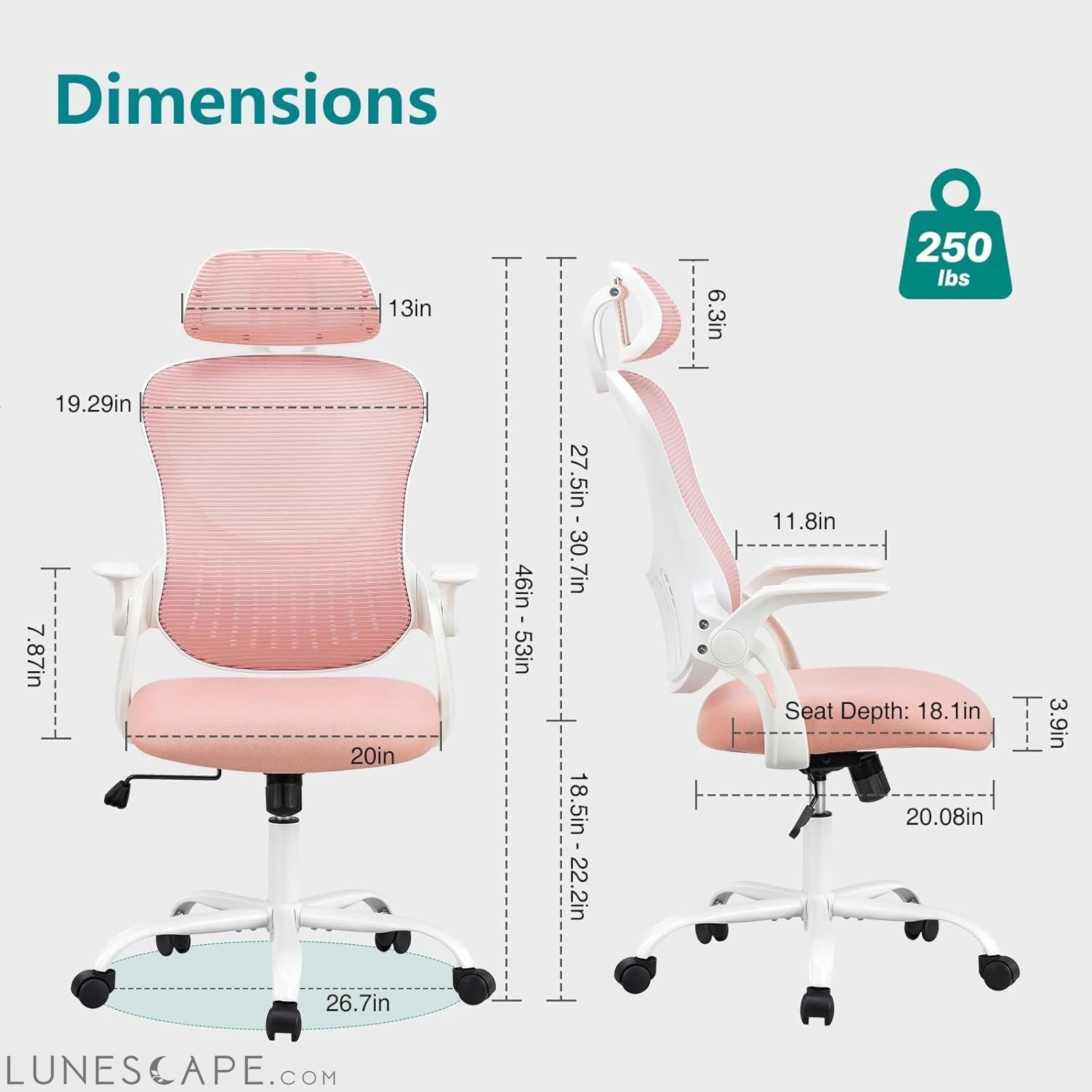 Home Office Desk Chair, Ergonomic Computer Managerial Executive Chairs LUNESCAPE