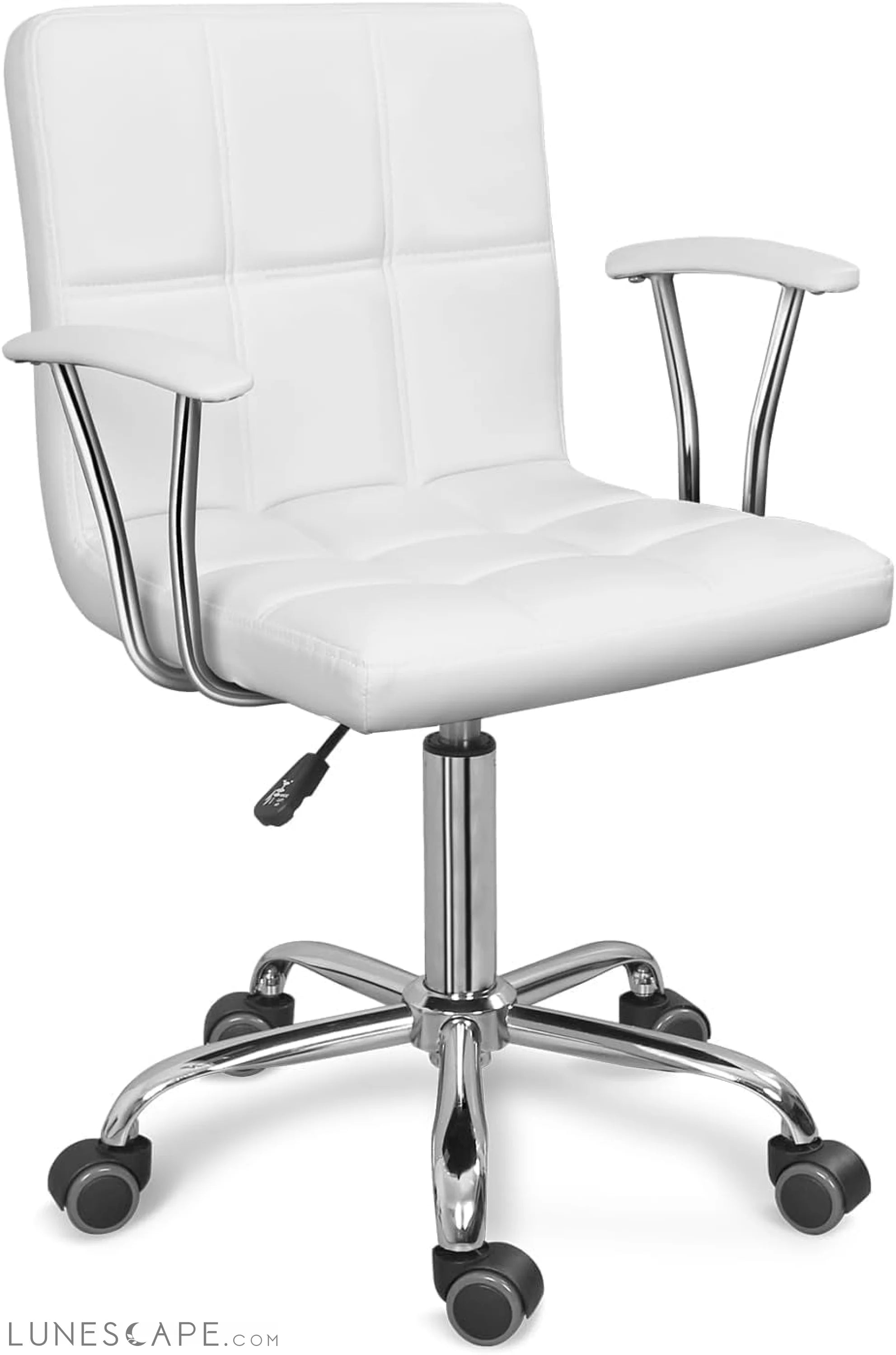 Home Office Desk Chair with Armrest and Wheels, Modern PU Leather LUNESCAPE