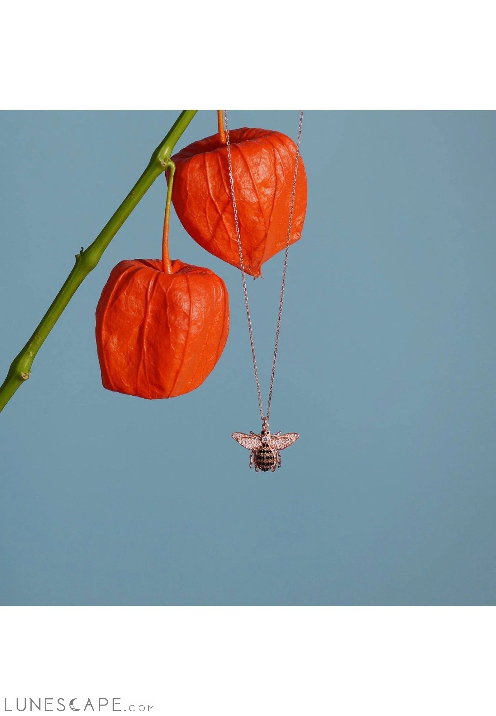 Honey Bee Pendant Necklace Gold LUNESCAPE