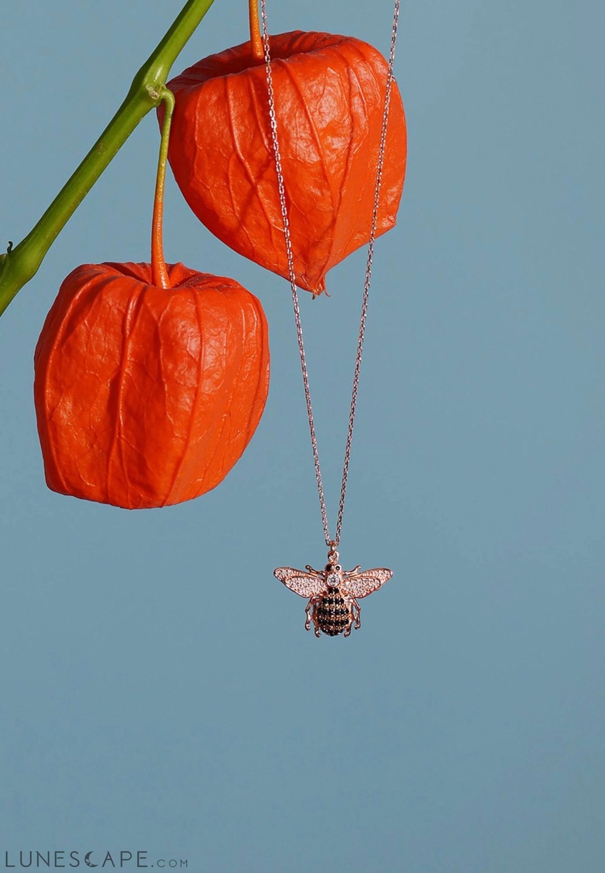 Honey Bee Pendant Necklace Silver LUNESCAPE