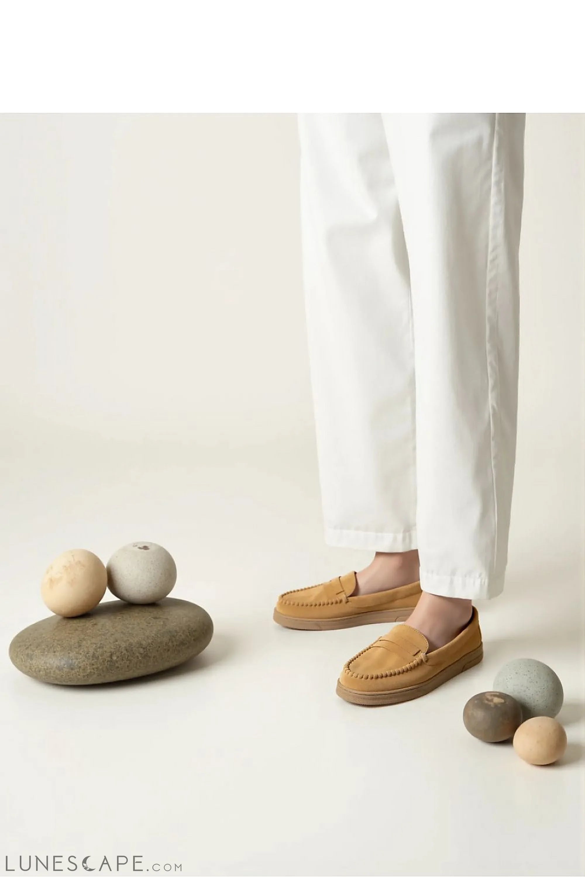 Honey Eco-Suede Women’s Loafers with Raised Sole and Penny Strap LUNESCAPE