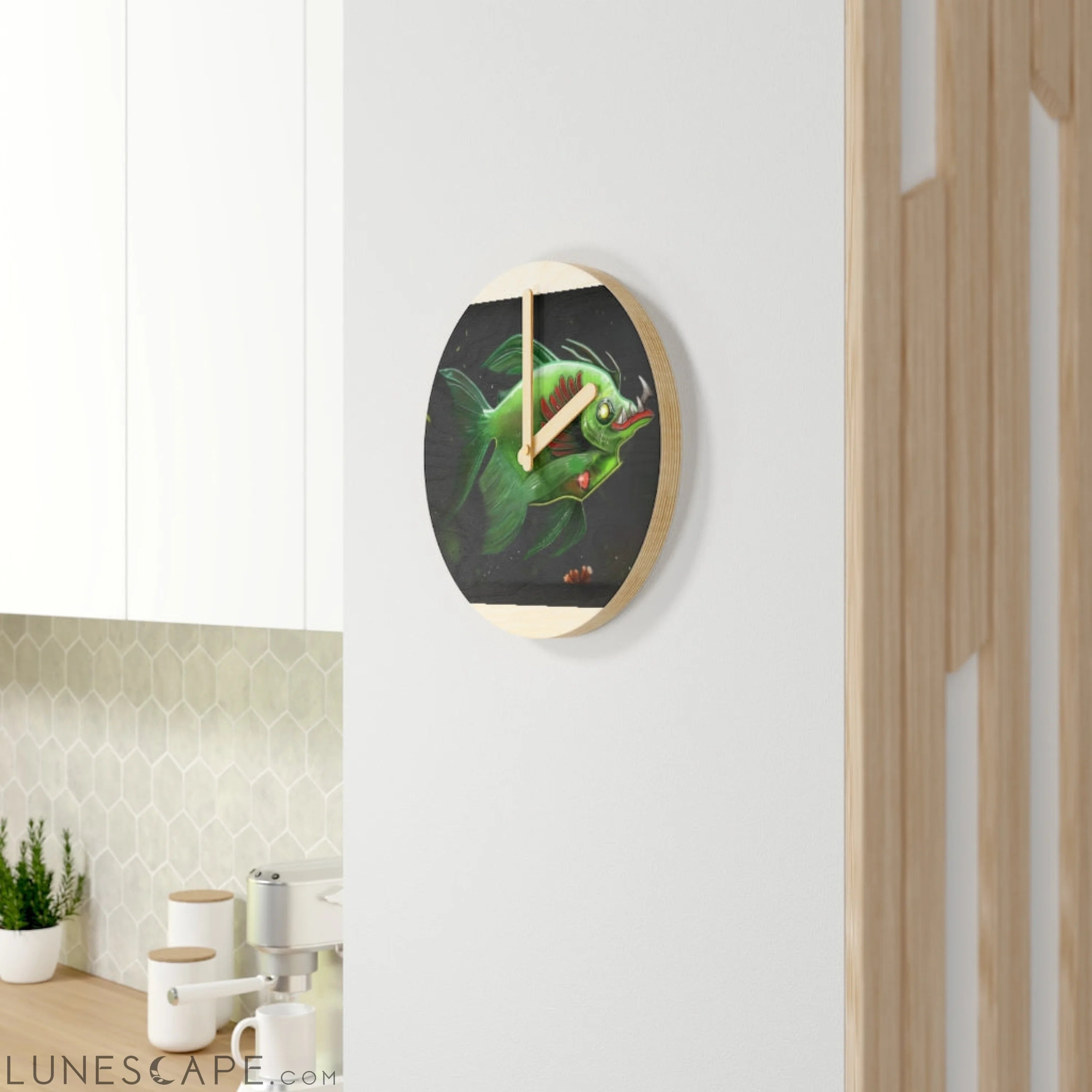 Hook Lung Jaw Wooden Wall Clock LUNESCAPE