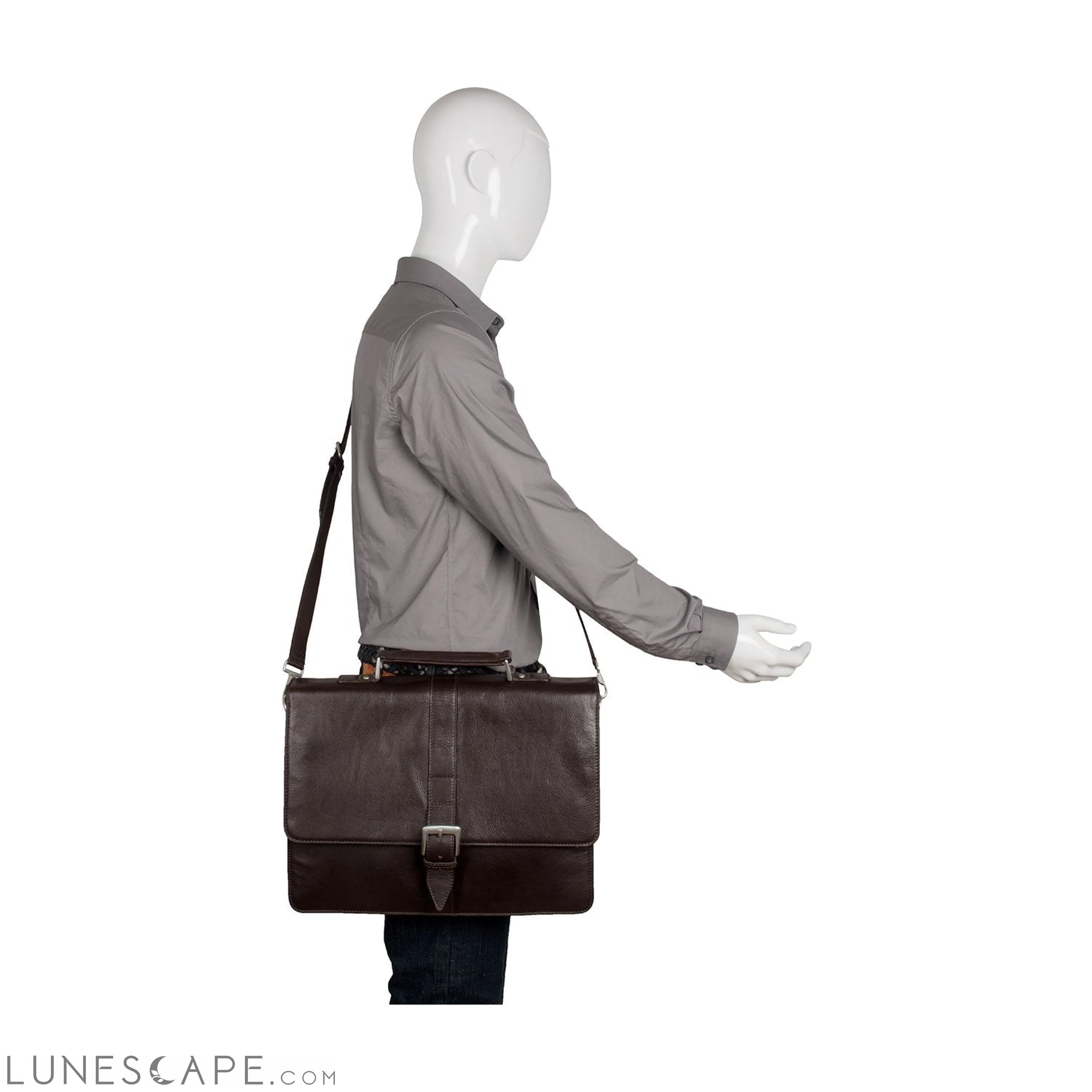 Hudson Men's Large Leather Briefcase LUNESCAPE