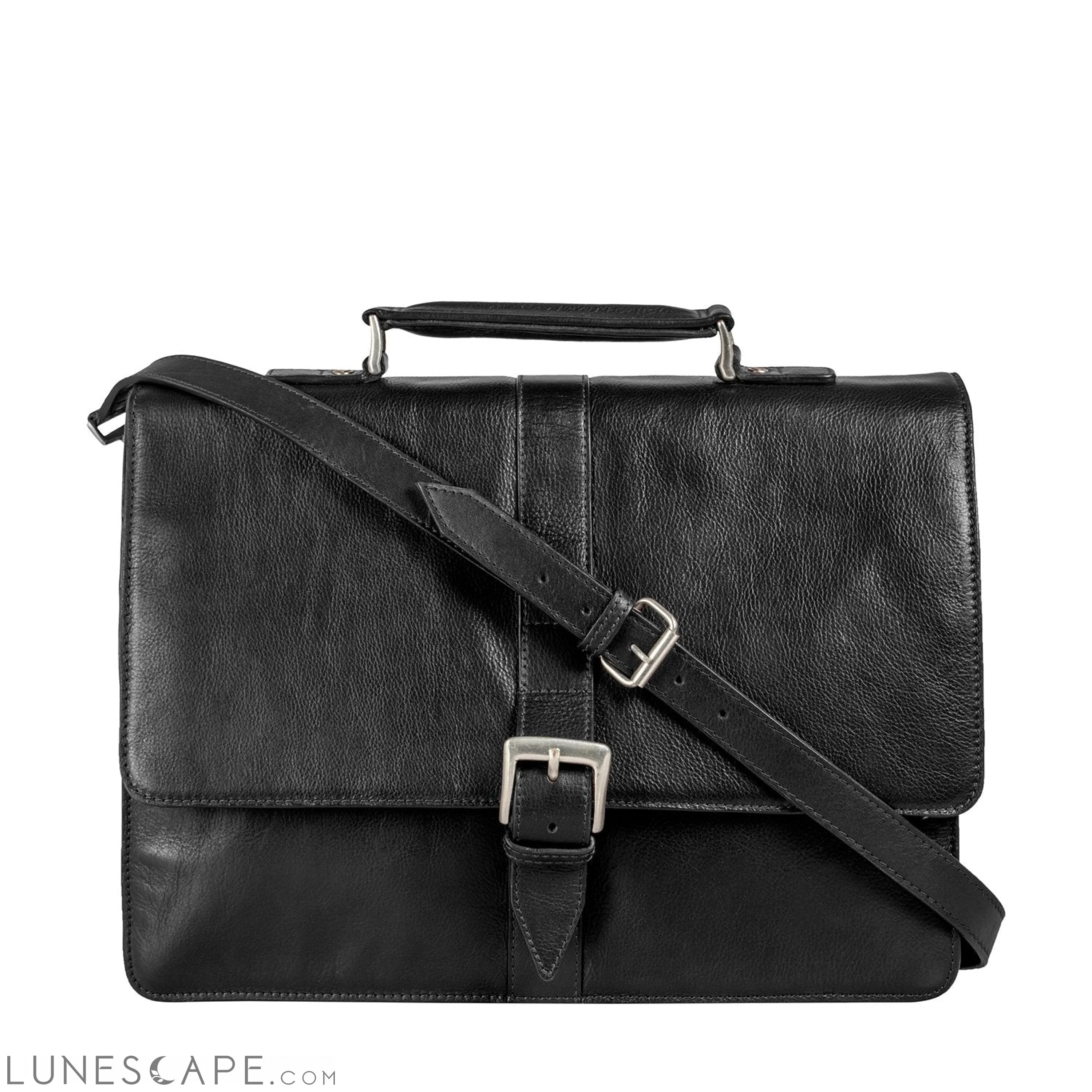 Hudson Men's Large Leather Briefcase LUNESCAPE