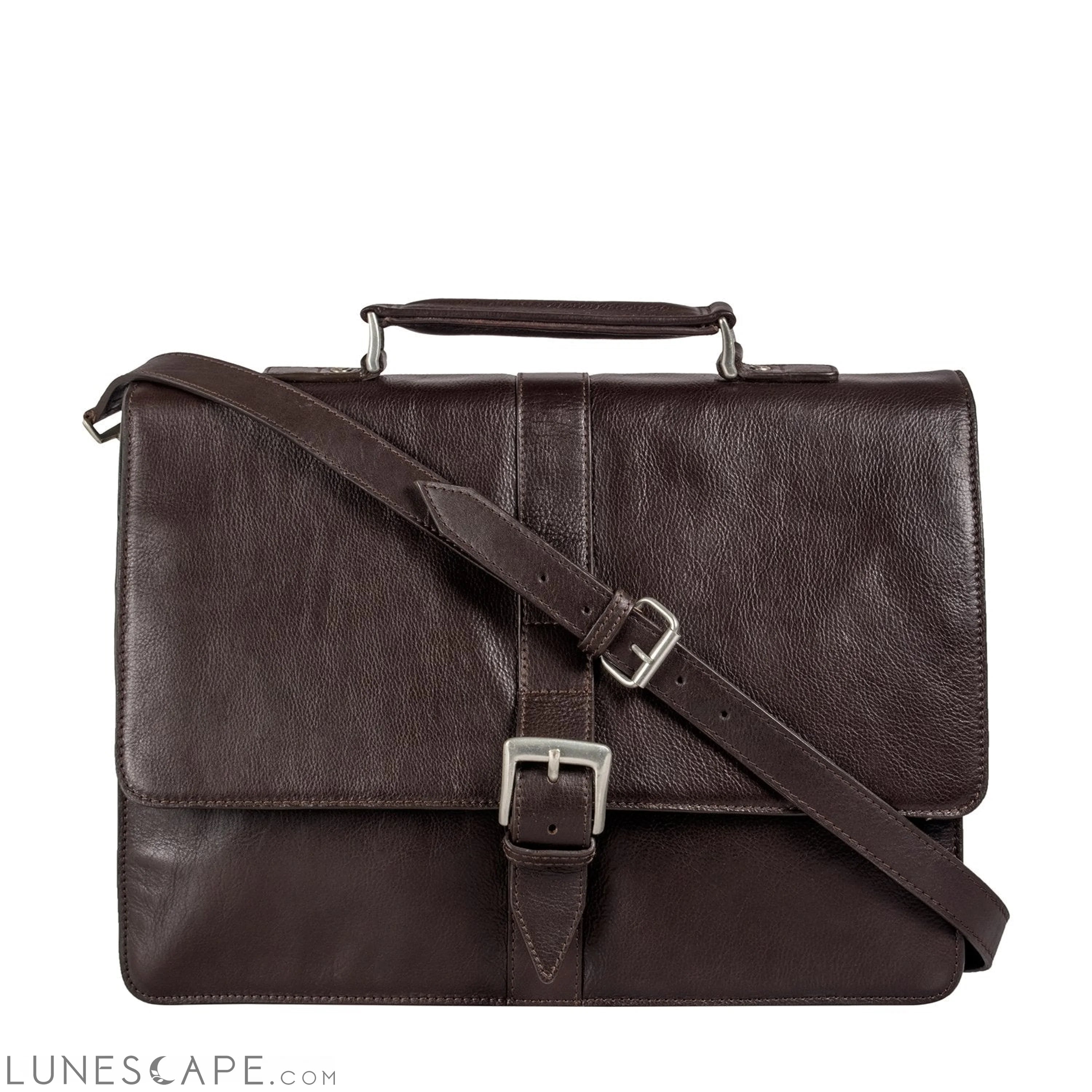 Hudson Men's Large Leather Briefcase LUNESCAPE