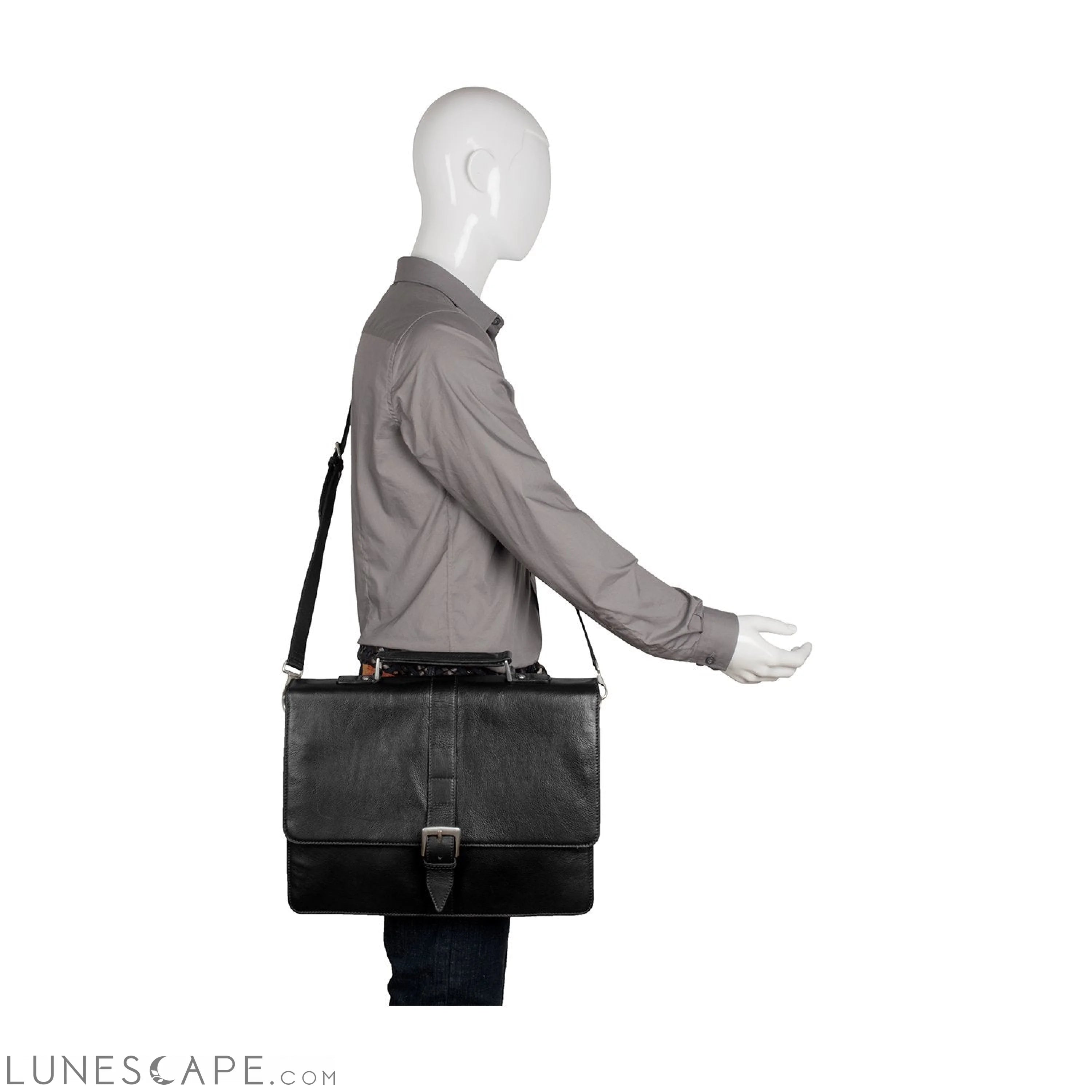 Hudson Men's Large Leather Briefcase LUNESCAPE