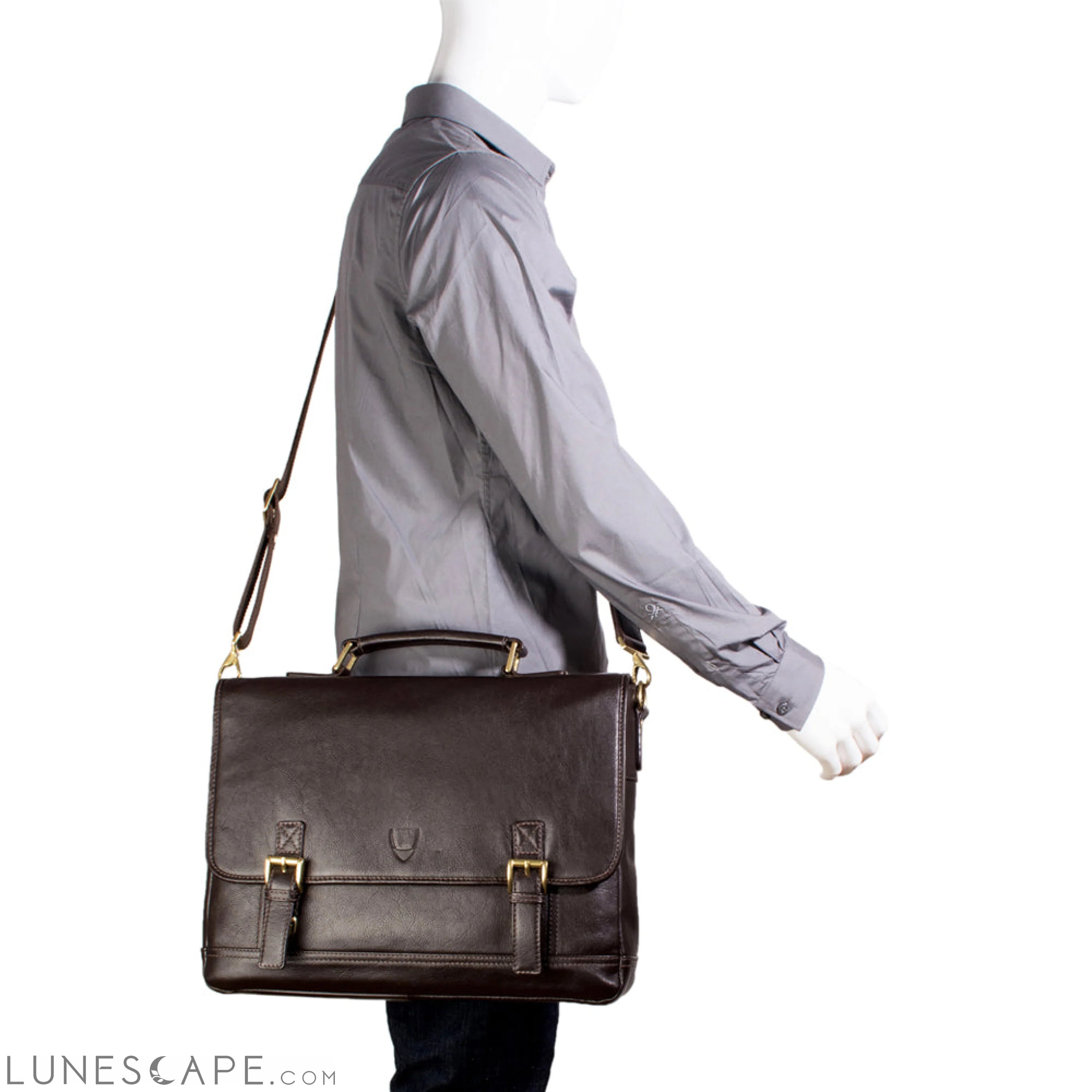 Hunter 15" Laptop Compatible Leather Briefcase LUNESCAPE