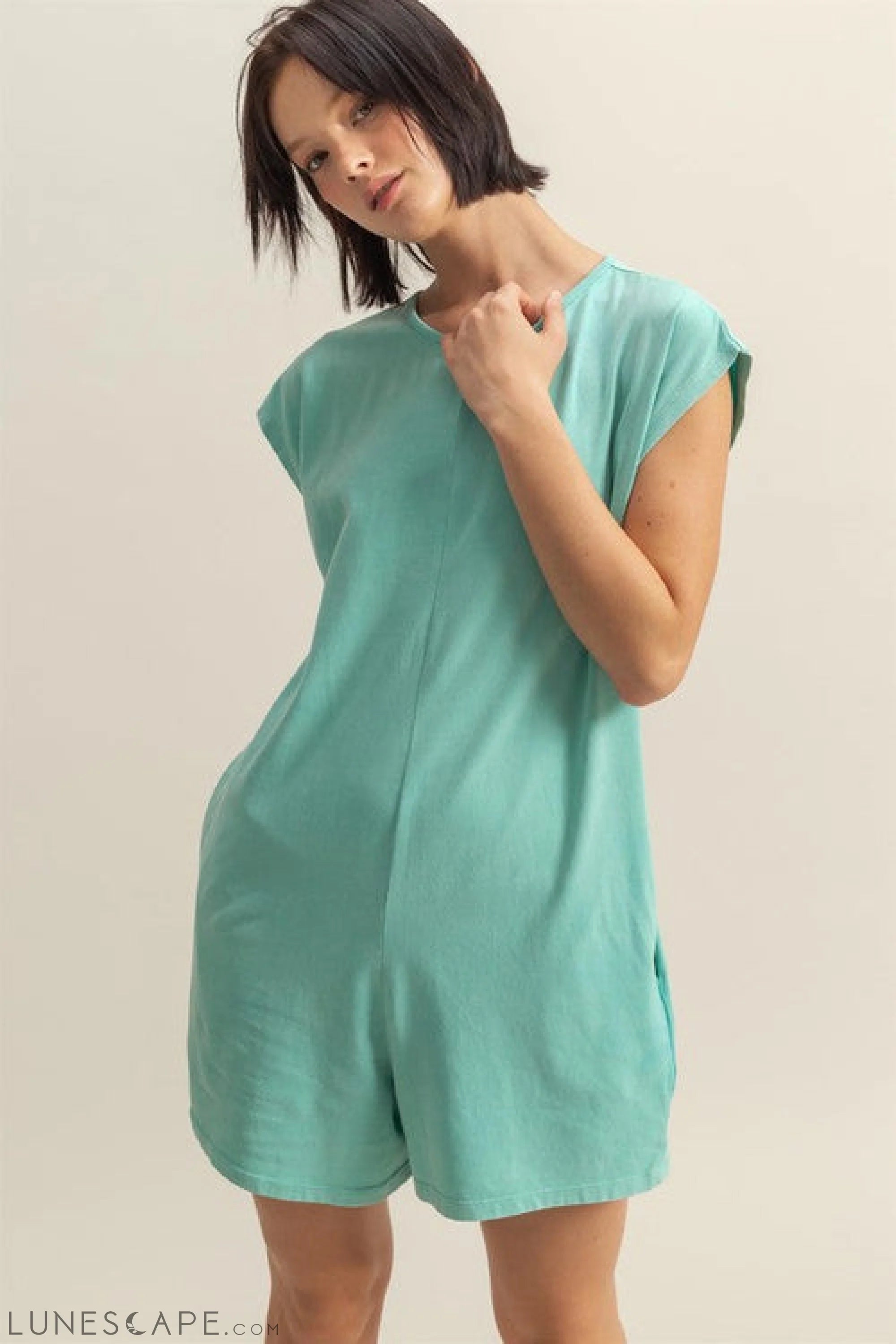 HYFVE Round Neck Cap Sleeve Relaxed Fit Breezy Romper LUNESCAPE