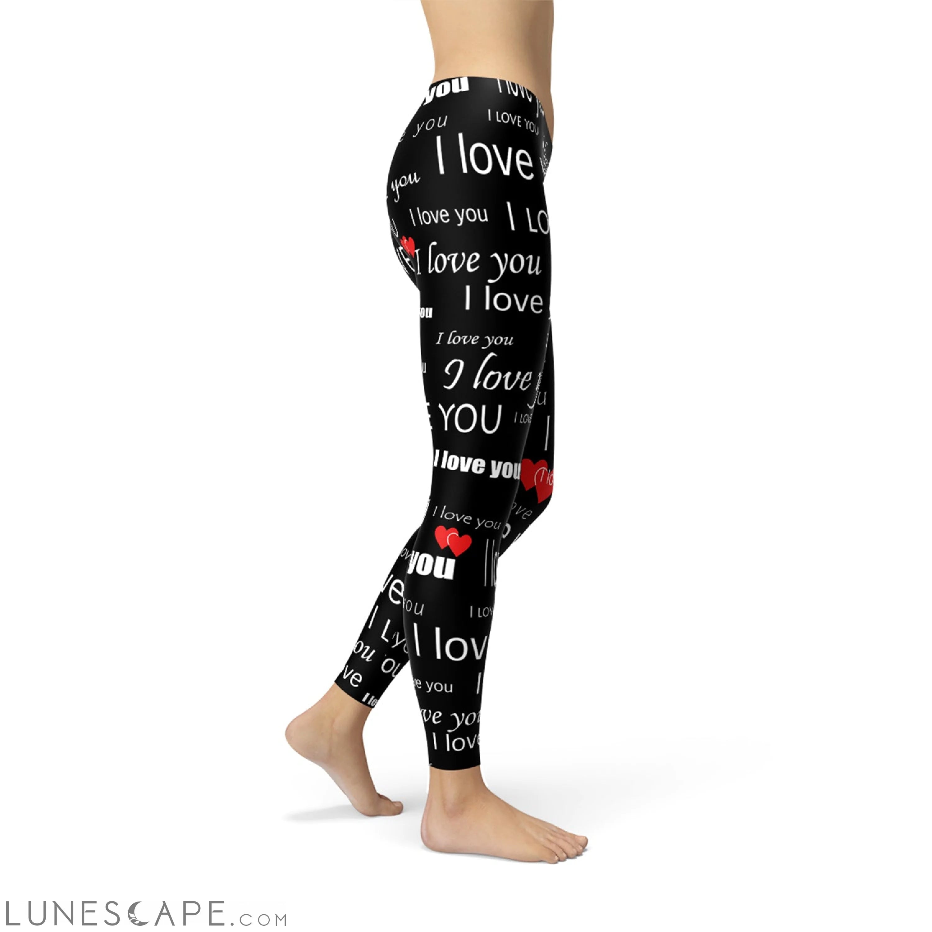 I Love You Black Leggings Leggings