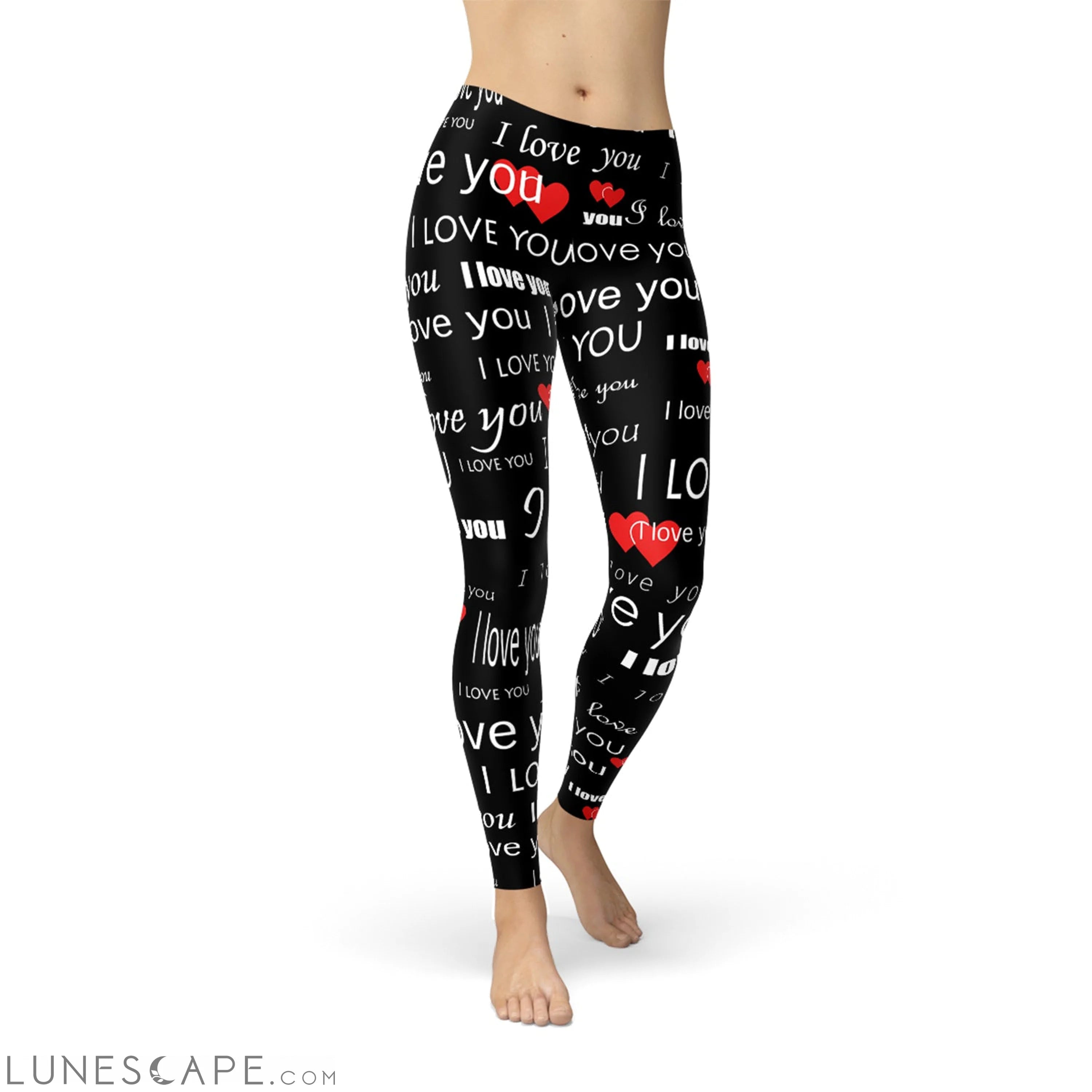 I Love You Black Leggings Leggings