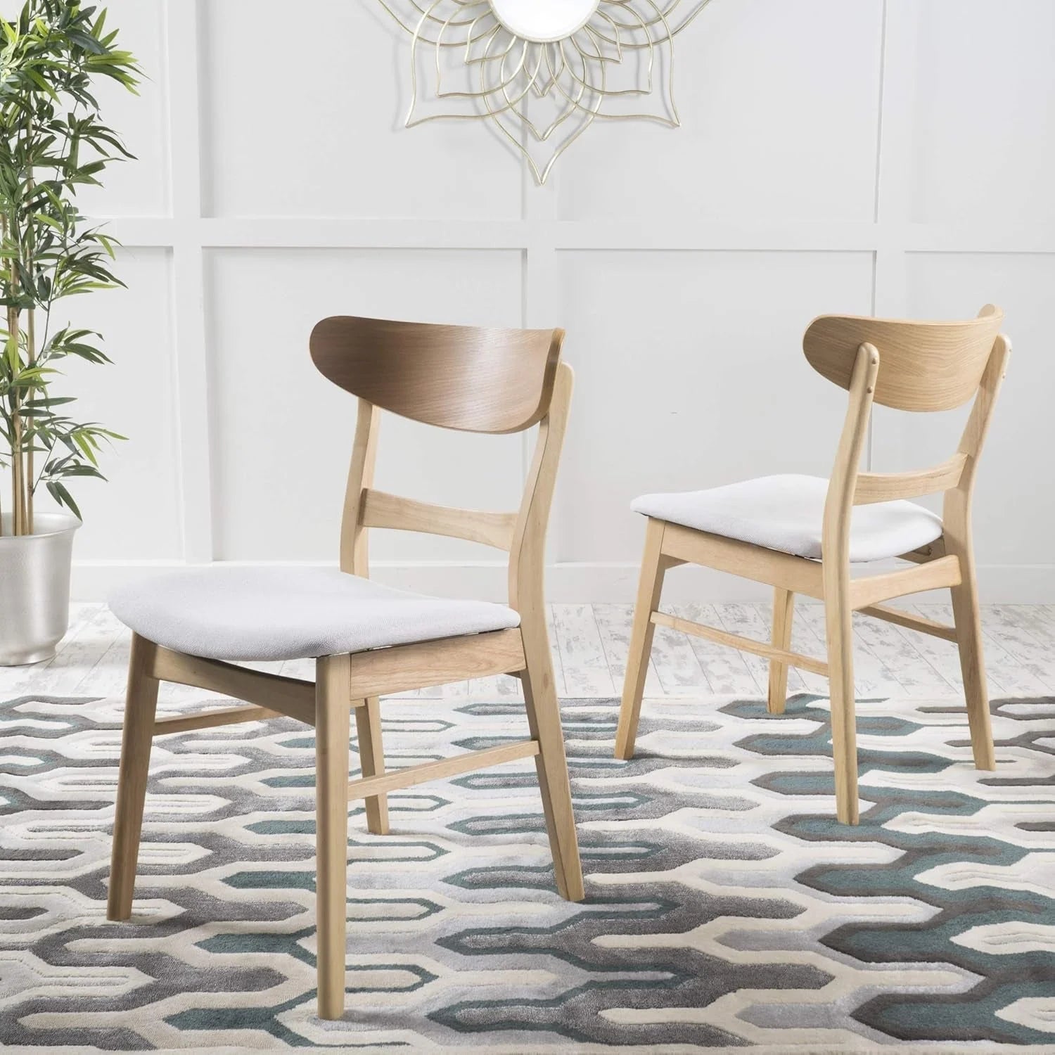 Idalia Dining Chairs, 2-Pcs Set, Light Beige / Oak Finish LUNESCAPE