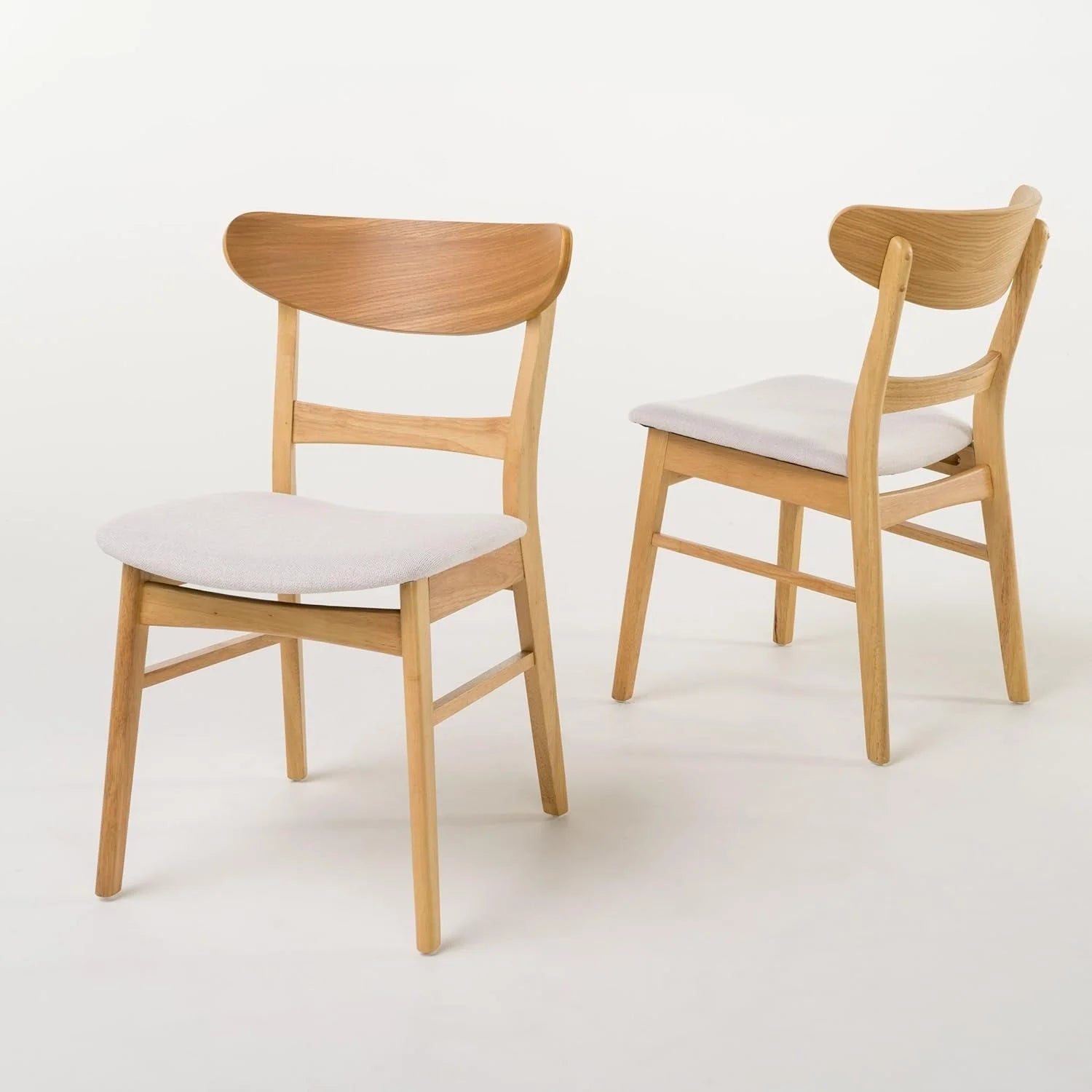 Idalia Dining Chairs, 2-Pcs Set, Light Beige / Oak Finish LUNESCAPE