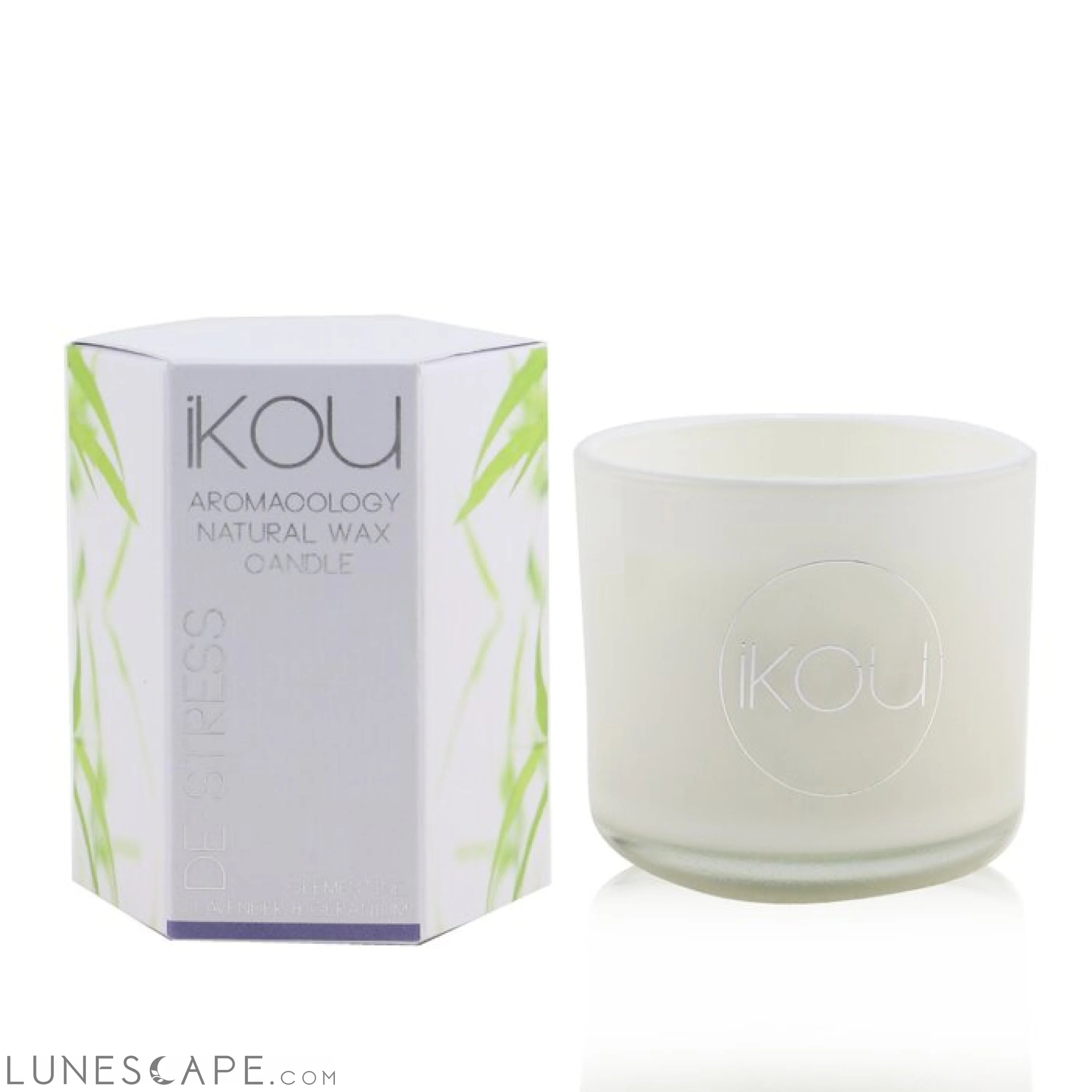 IKOU - Eco-Luxury Aromacology Natural Wax Candle Glass - De-Stress (Lavender & Geranium) LUNESCAPE