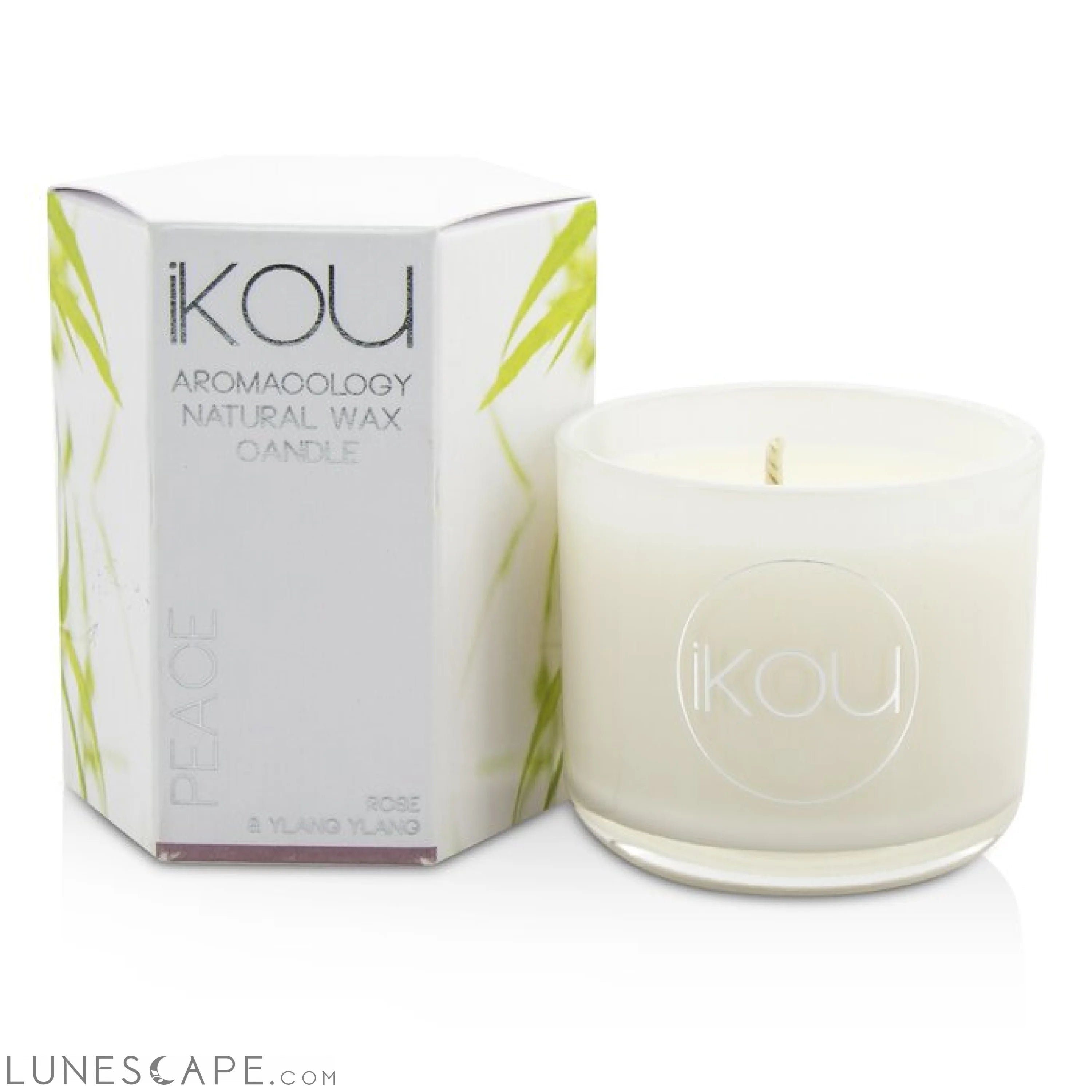 IKOU - Eco-Luxury Aromacology Natural Wax Candle Glass - Peace (Rose & Ylang Ylang) LUNESCAPE