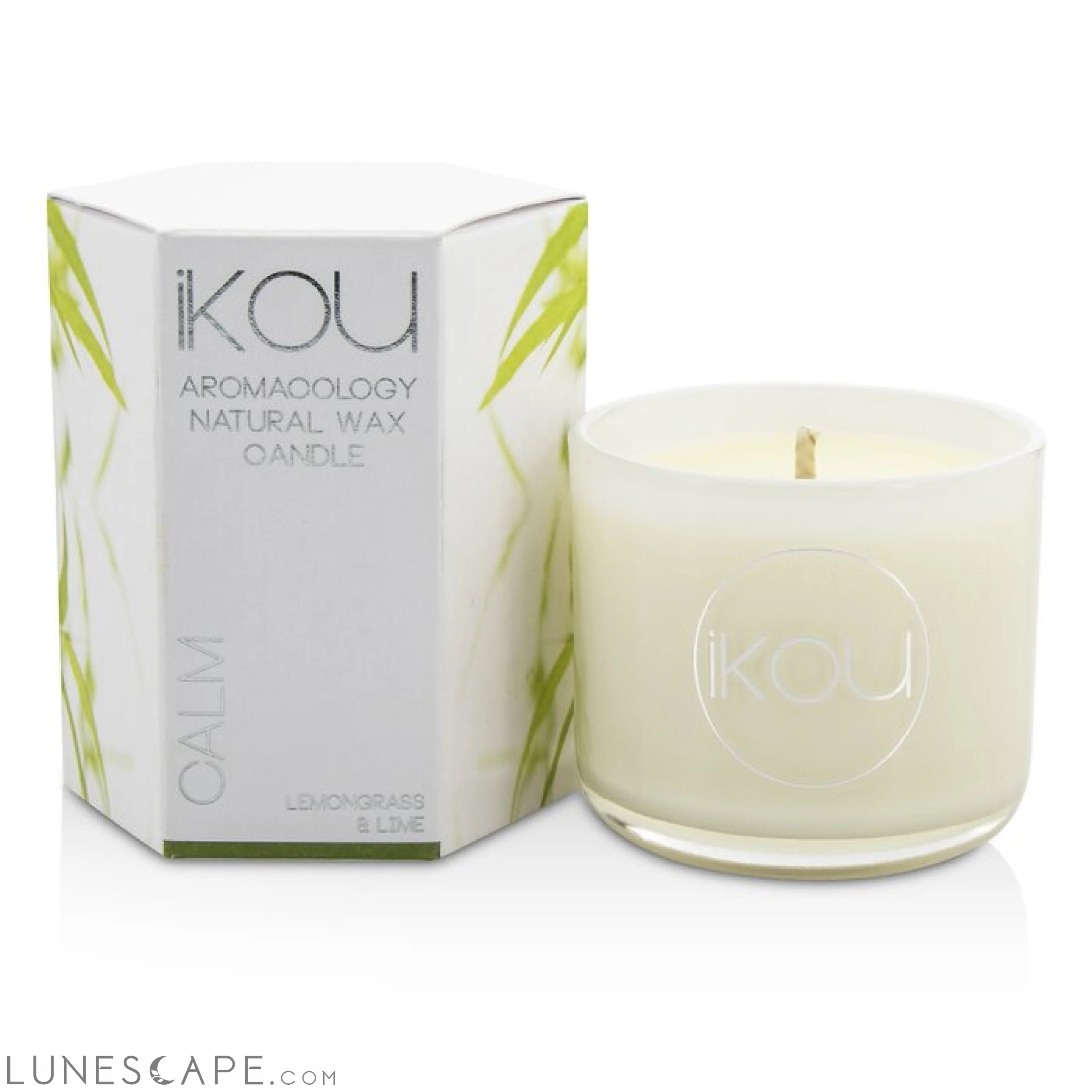 IKOU - Eco-Luxury Natural Wax Candle Glass - Calm (Lemongrass & Lime) LUNESCAPE