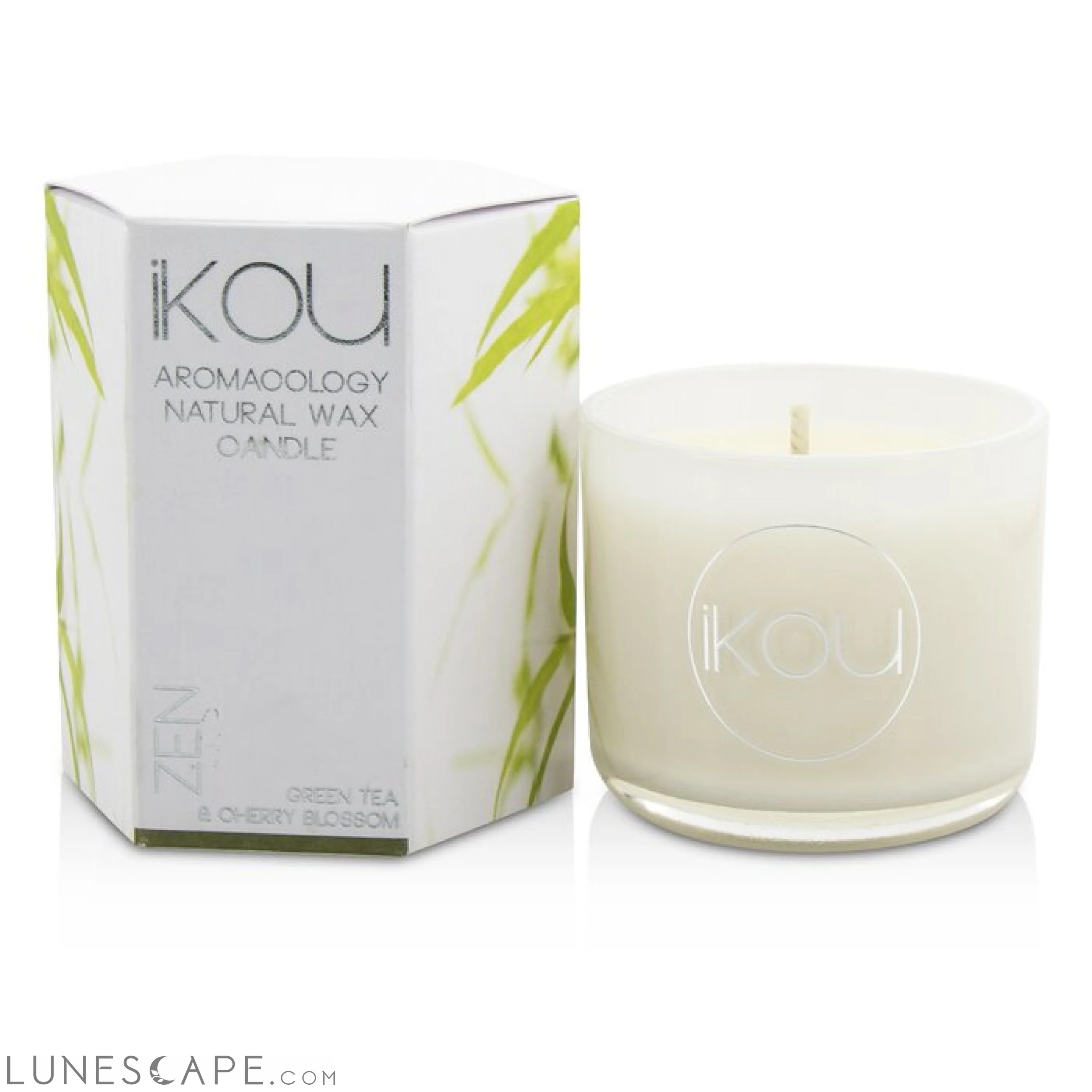 IKOU - Eco-Luxury Natural Wax Candle Glass - Zen (Green Tea & Cherry Blossom) LUNESCAPE