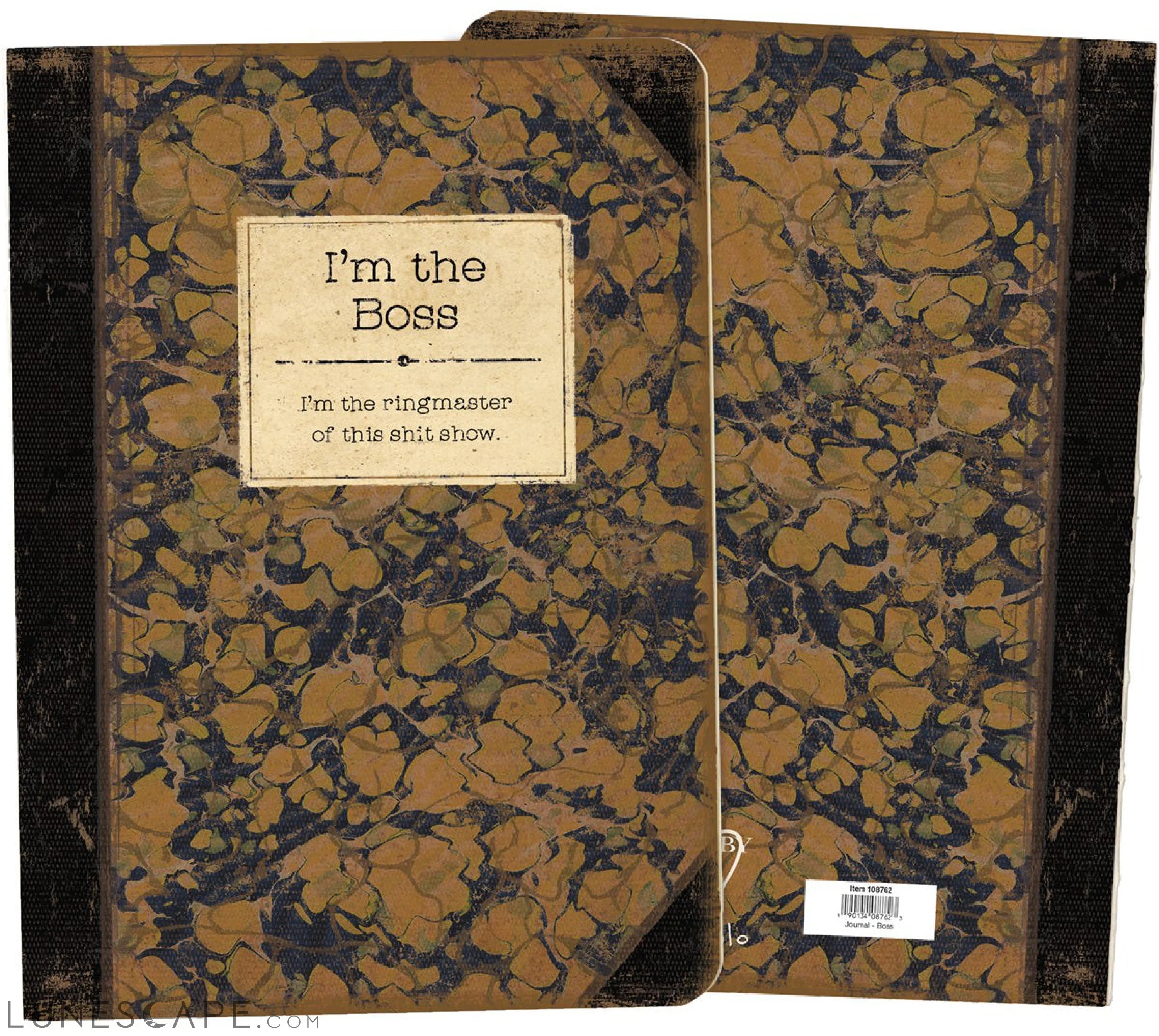 I'm The Boss Rustic Printed Journal | Lays Flat | Printed with Designs LUNESCAPE