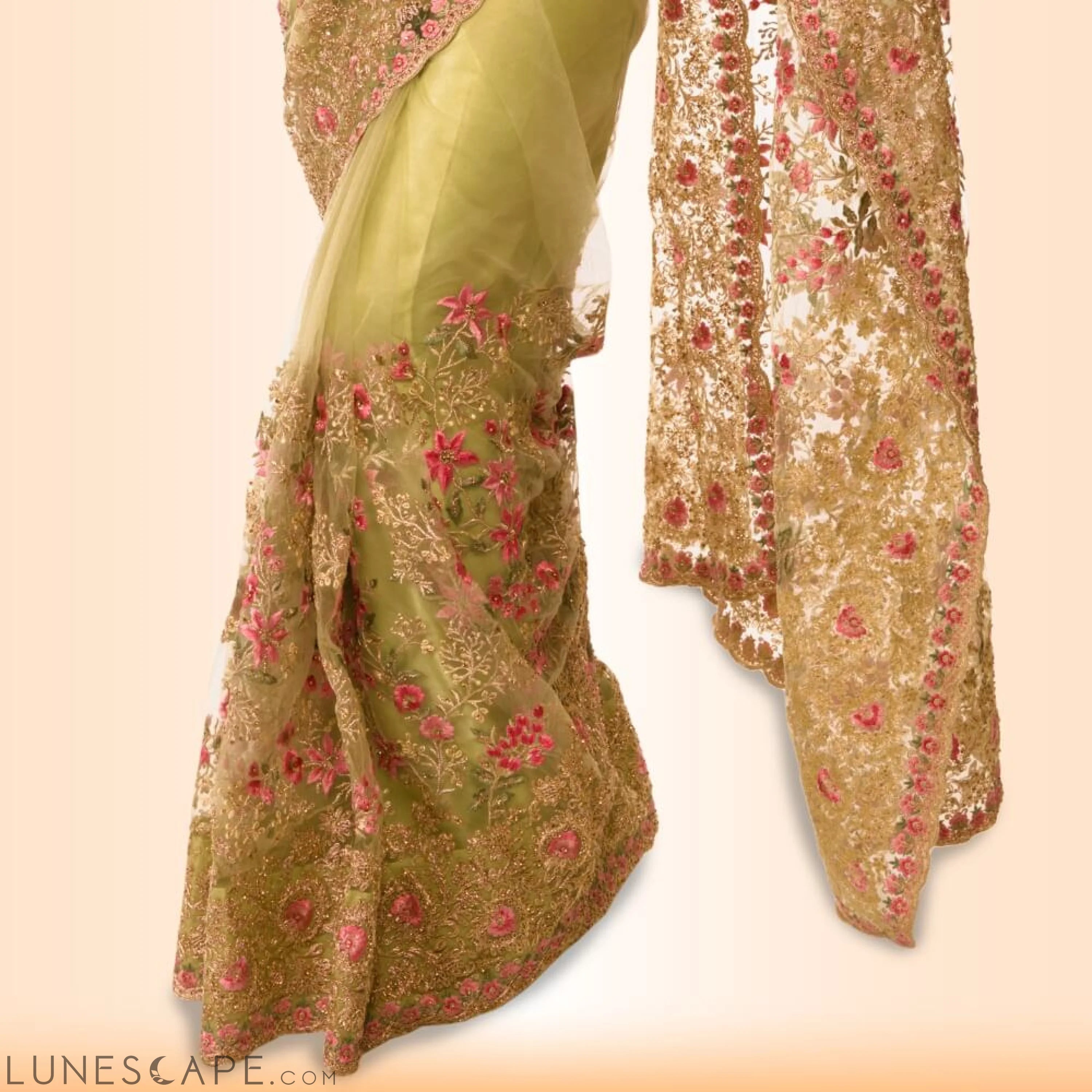 Indian Wedding Saree - Yellow LUNESCAPE