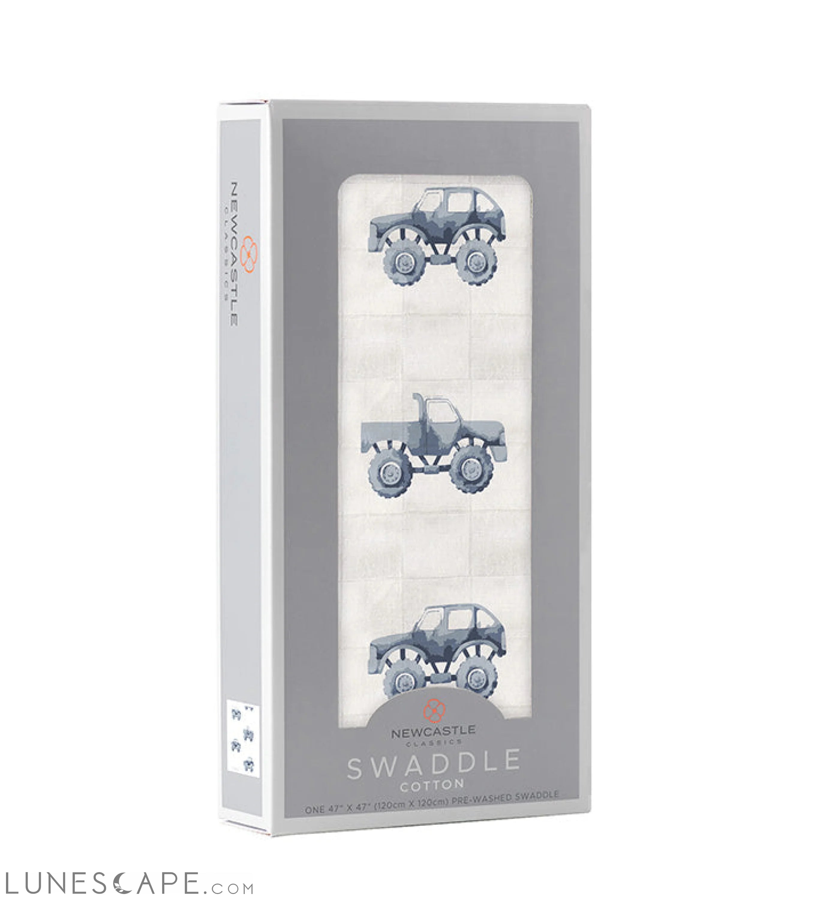 Indigo Monster Trucks Cotton Swaddle LUNESCAPE