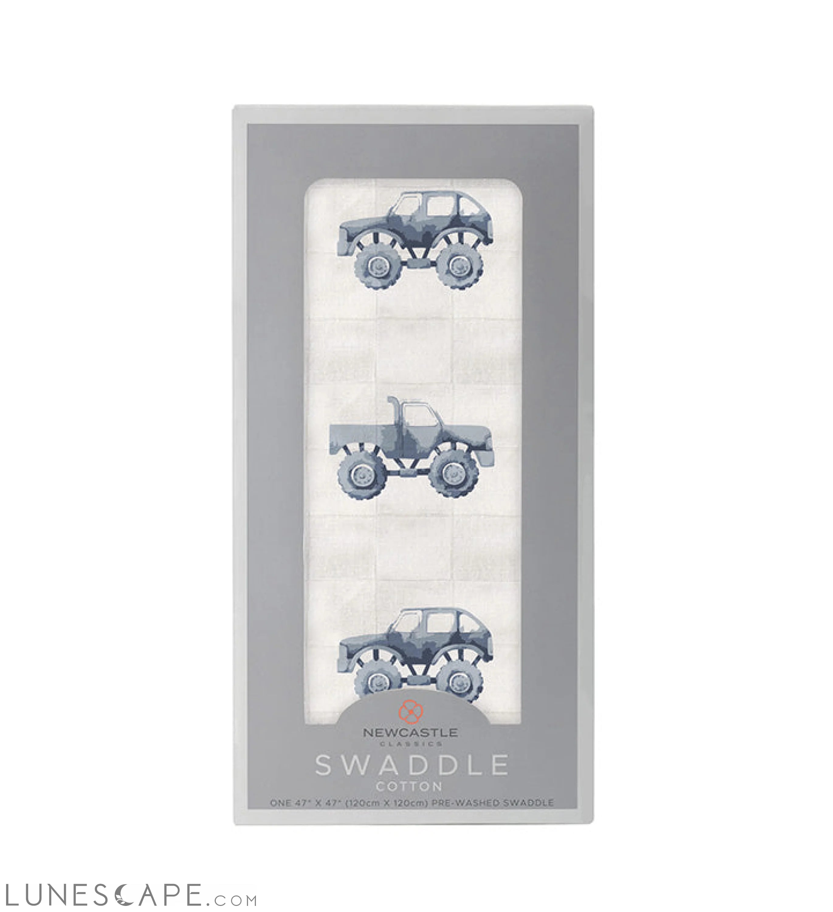 Indigo Monster Trucks Cotton Swaddle LUNESCAPE