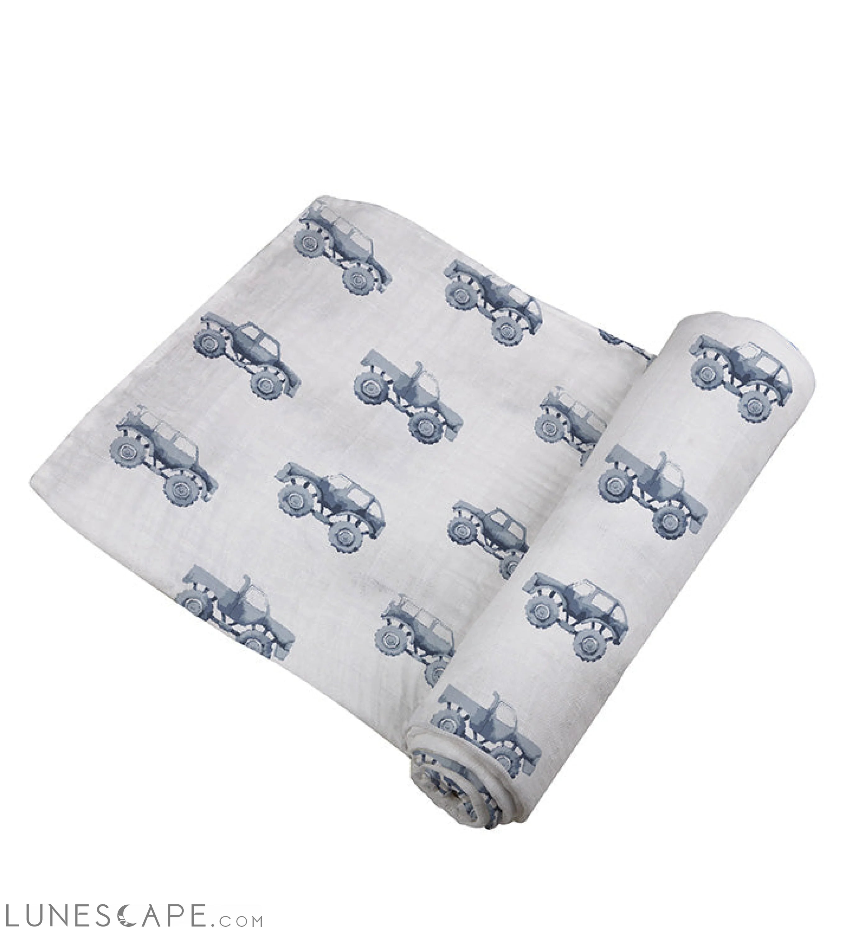 Indigo Monster Trucks Cotton Swaddle LUNESCAPE