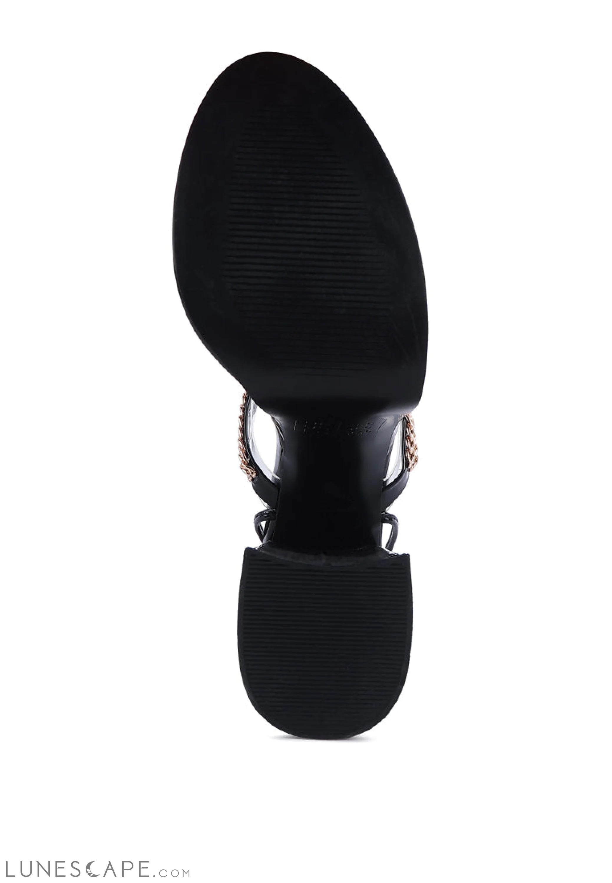 Indulgence Metal Chain Lace Up Chunky Sandals LUNESCAPE