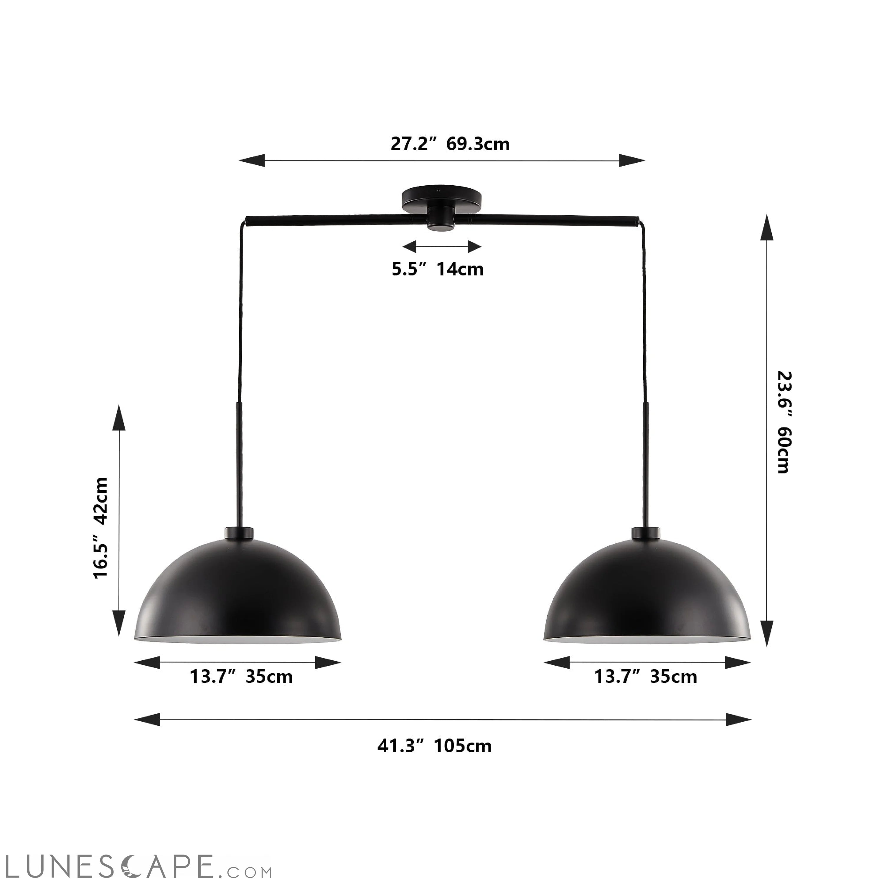 Industrial Modern Black Double Pendant Light – Adjustable LUNESCAPE