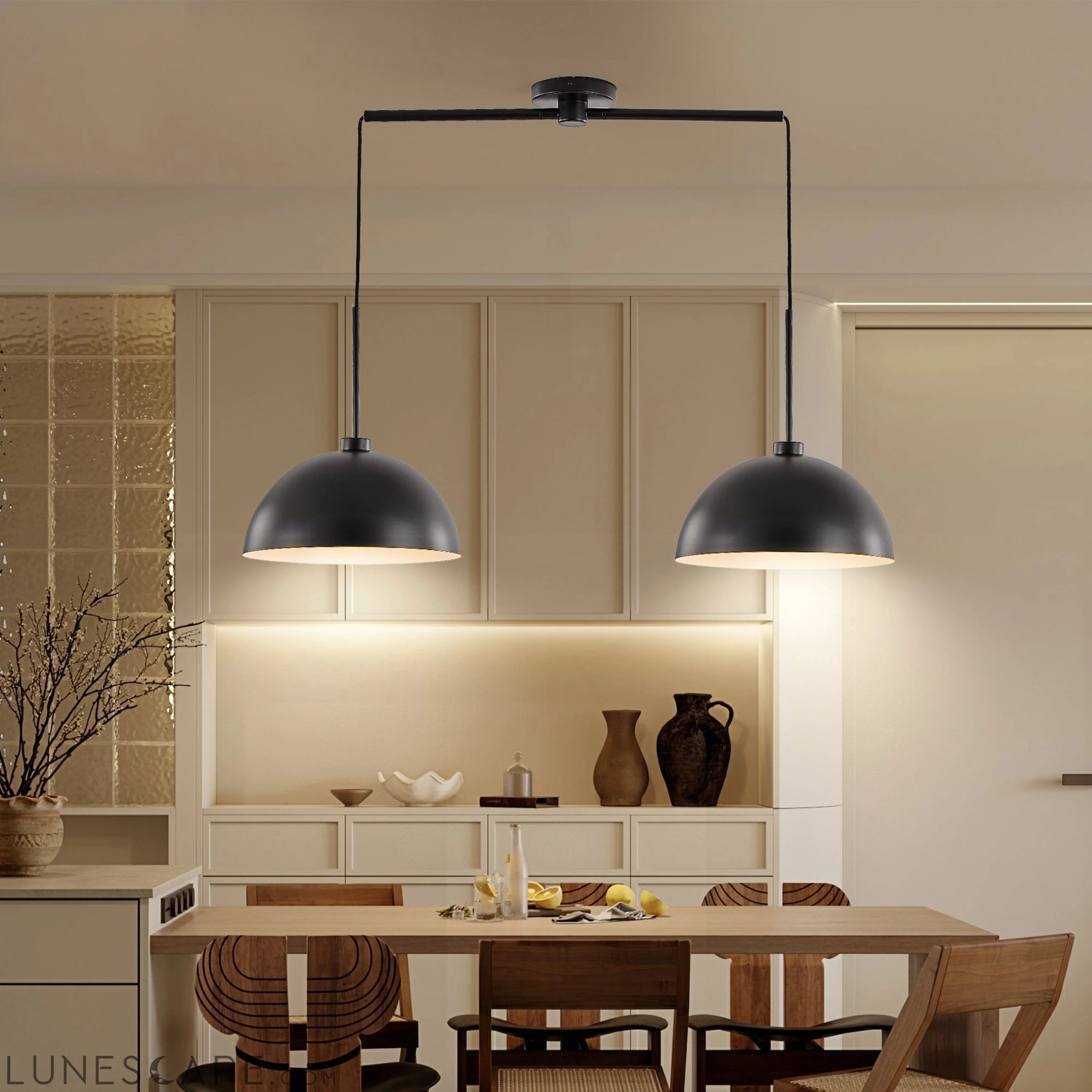Industrial Modern Black Double Pendant Light – Adjustable LUNESCAPE