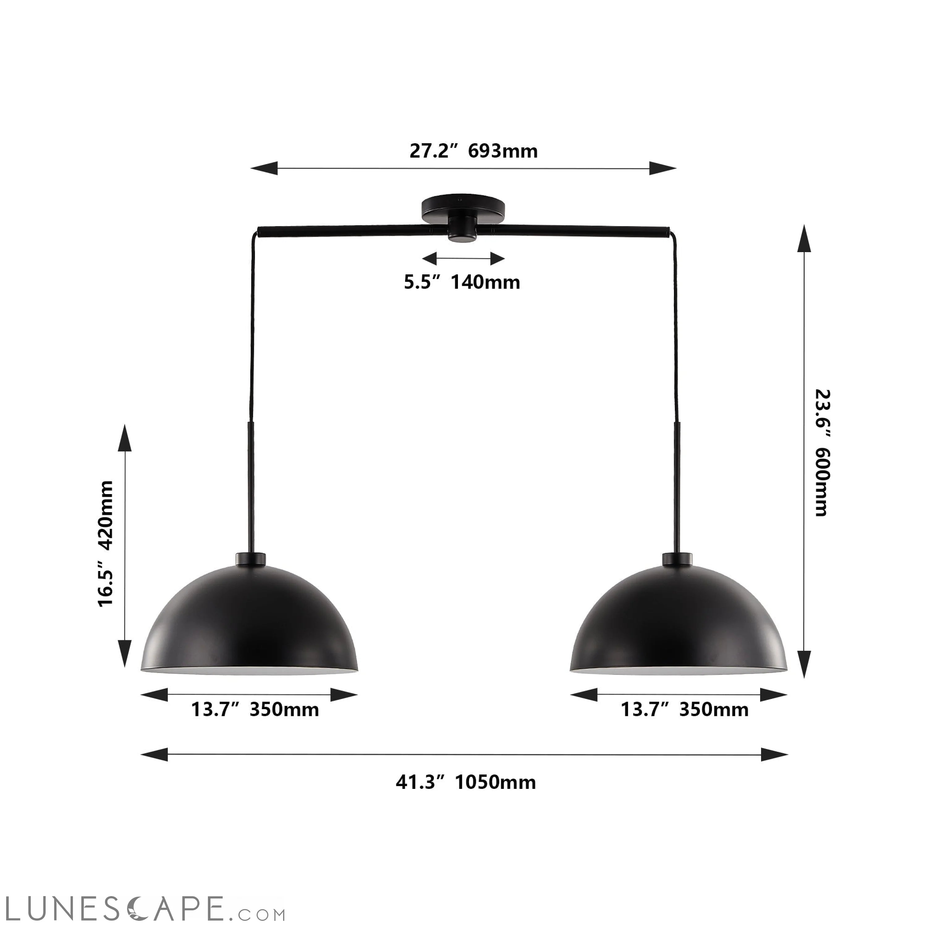 Industrial Modern Black Double Pendant Light – Adjustable LUNESCAPE