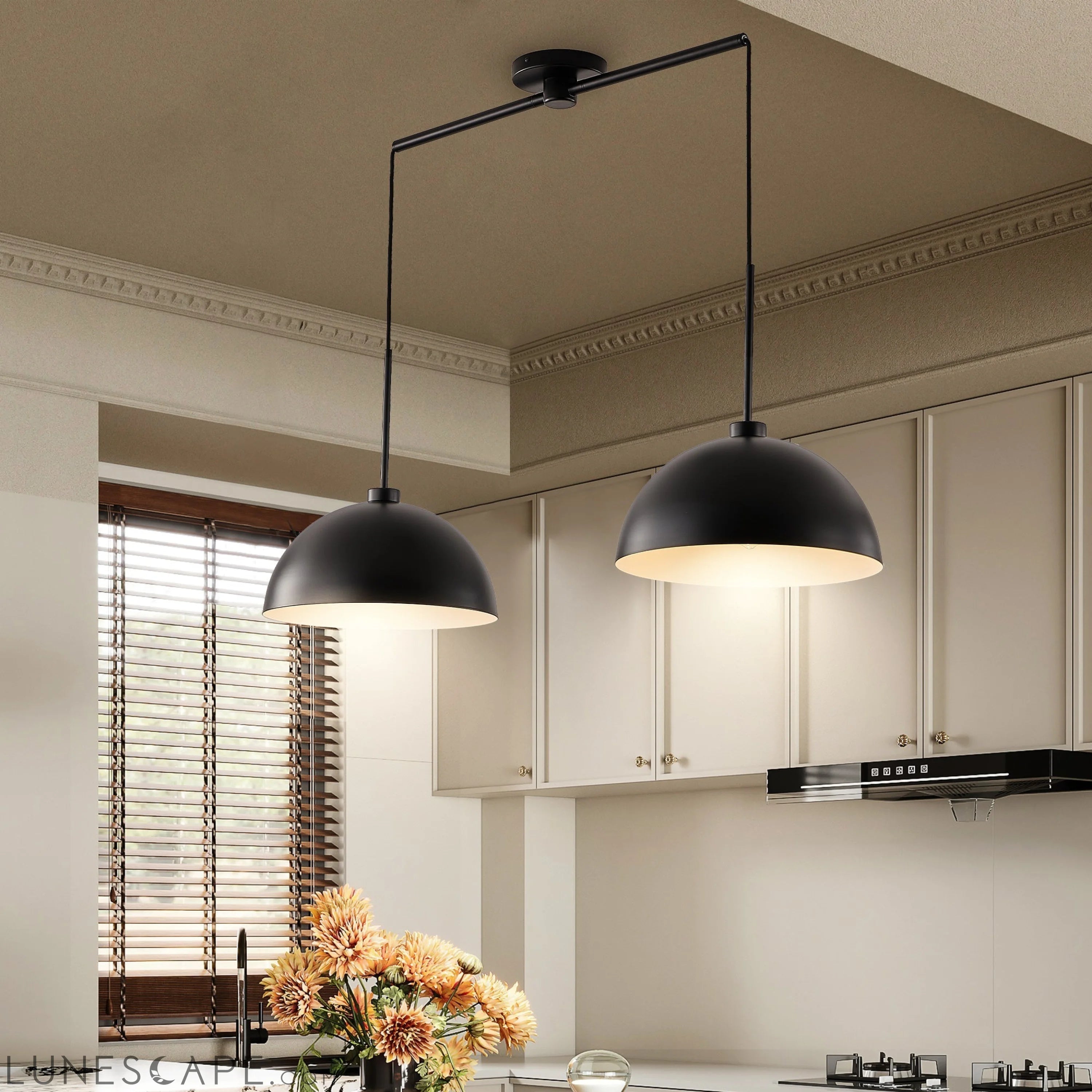 Industrial Modern Black Double Pendant Light – Adjustable LUNESCAPE