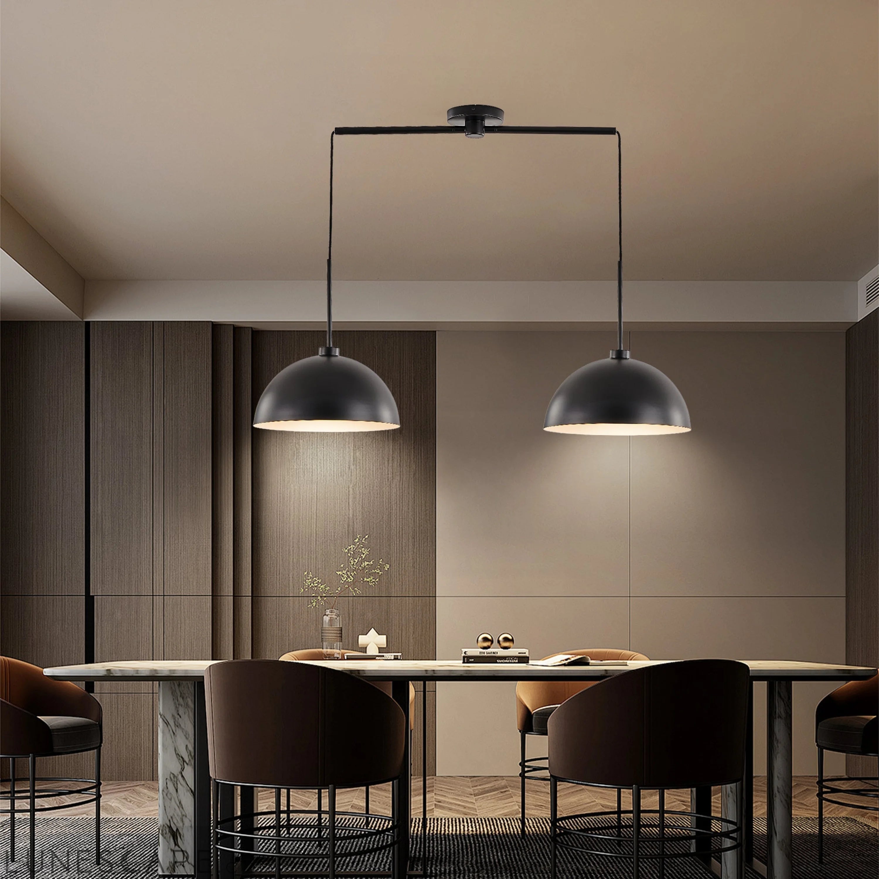 Industrial Modern Black Double Pendant Light – Adjustable LUNESCAPE