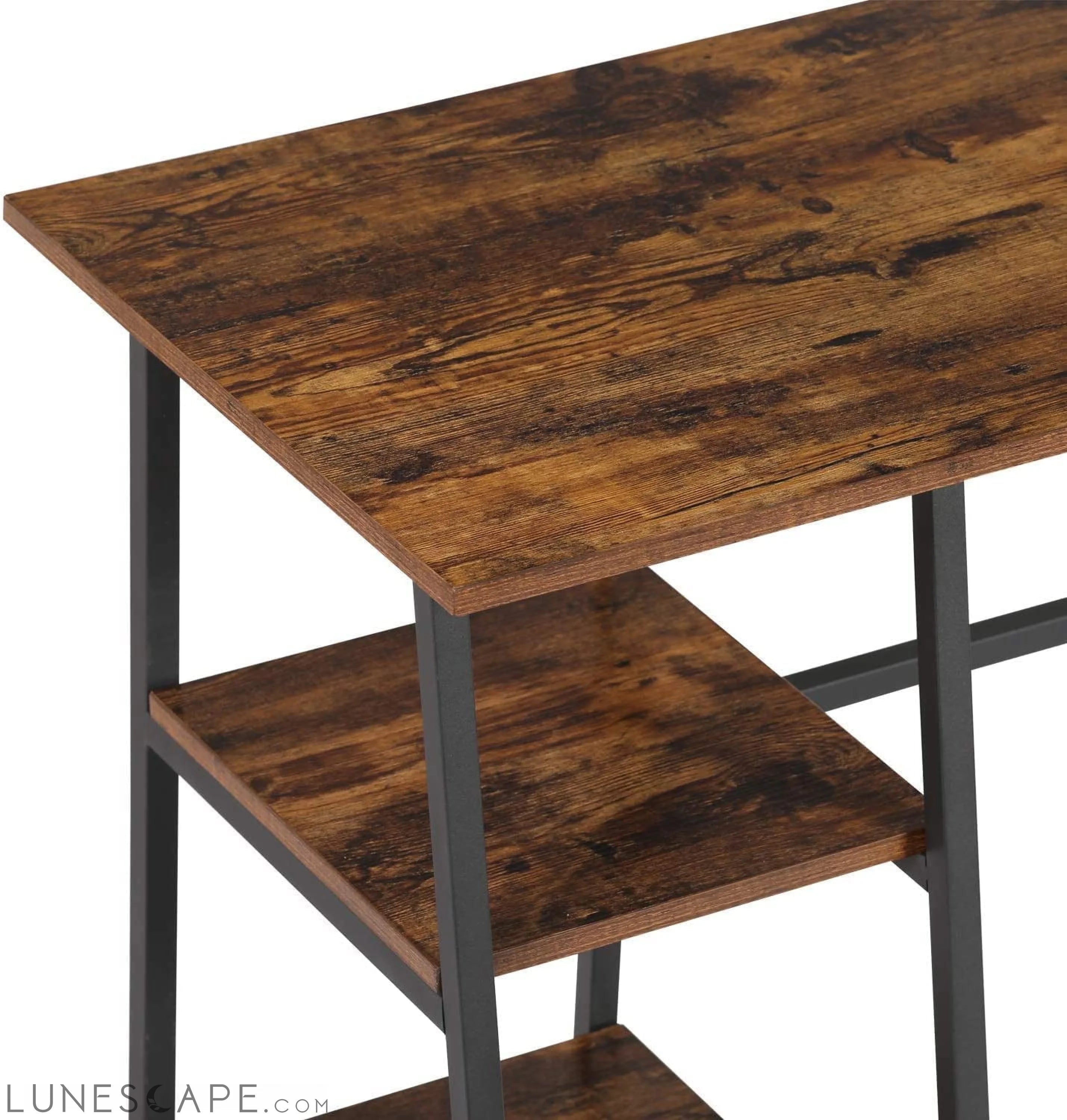Industrial Style Home Office Desk with Shelves LUNESCAPE