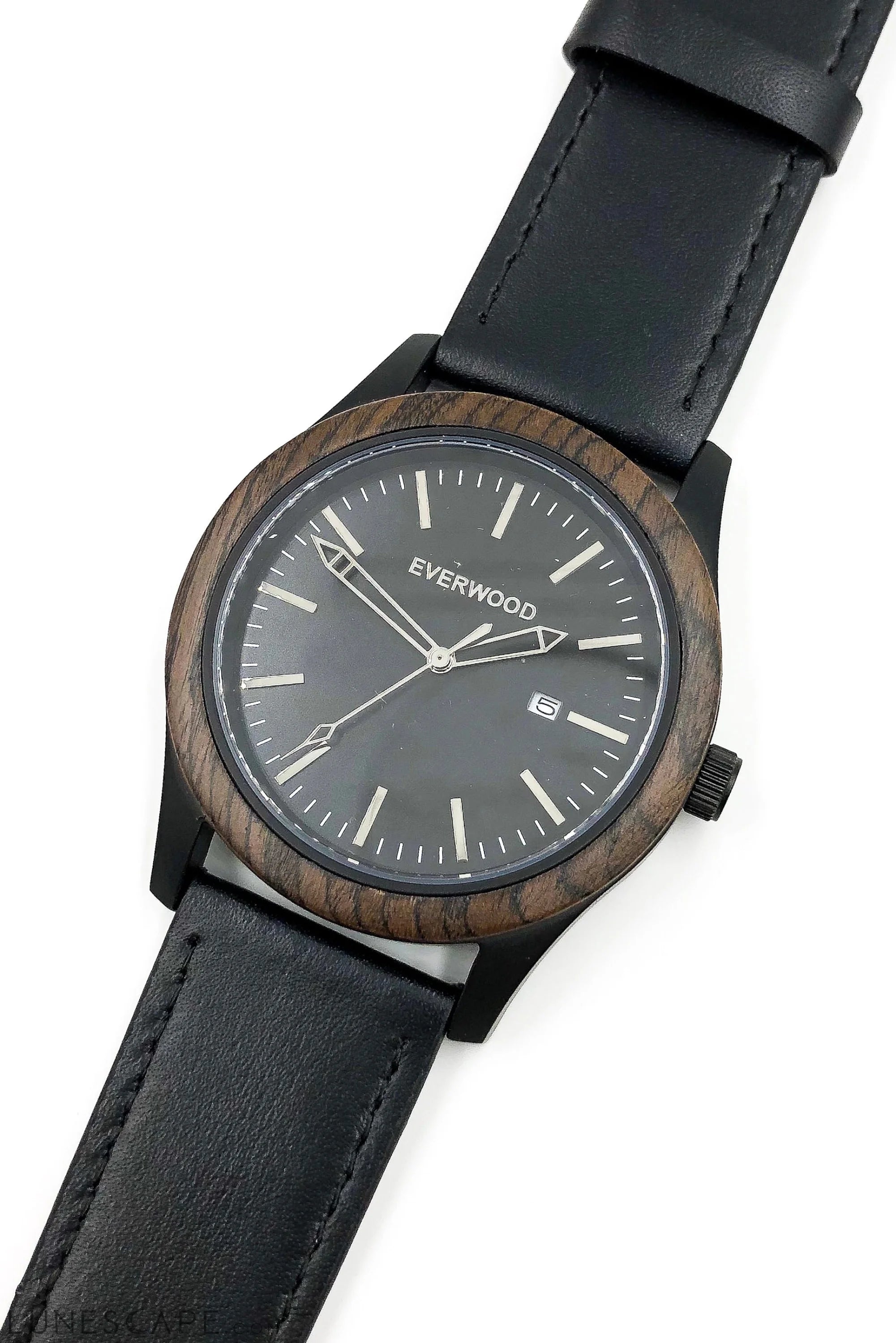 Inverness - Walnut & Black Leather Watch LUNESCAPE