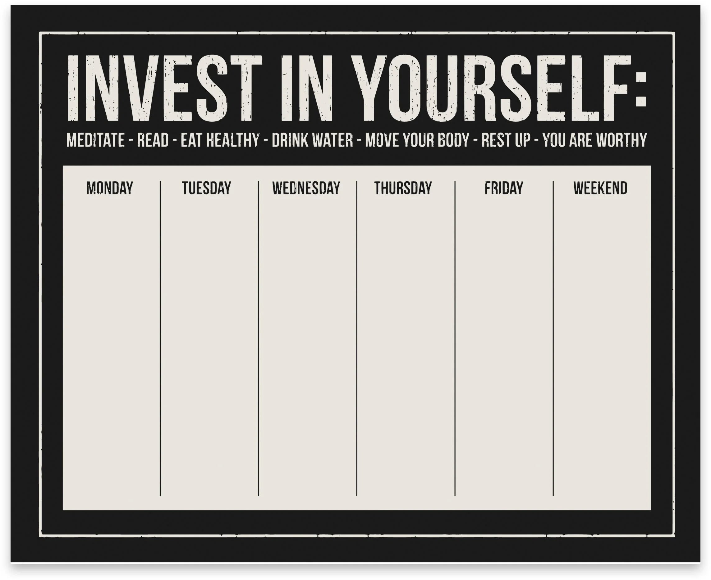 Invest In Yourself Weekly Planner Notepad LUNESCAPE