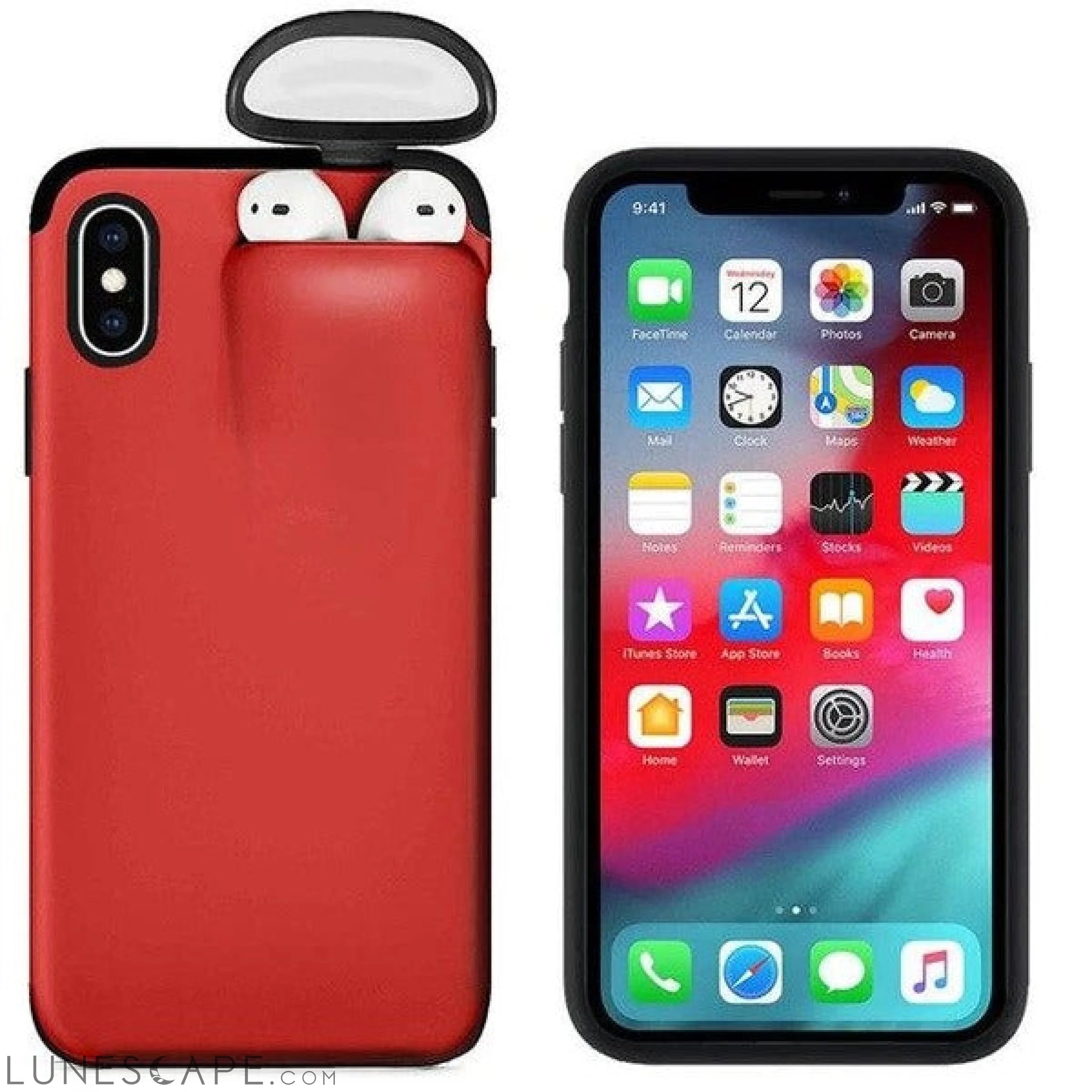 iPhone Case Cover with AirPods Earphone Holder LUNESCAPE
