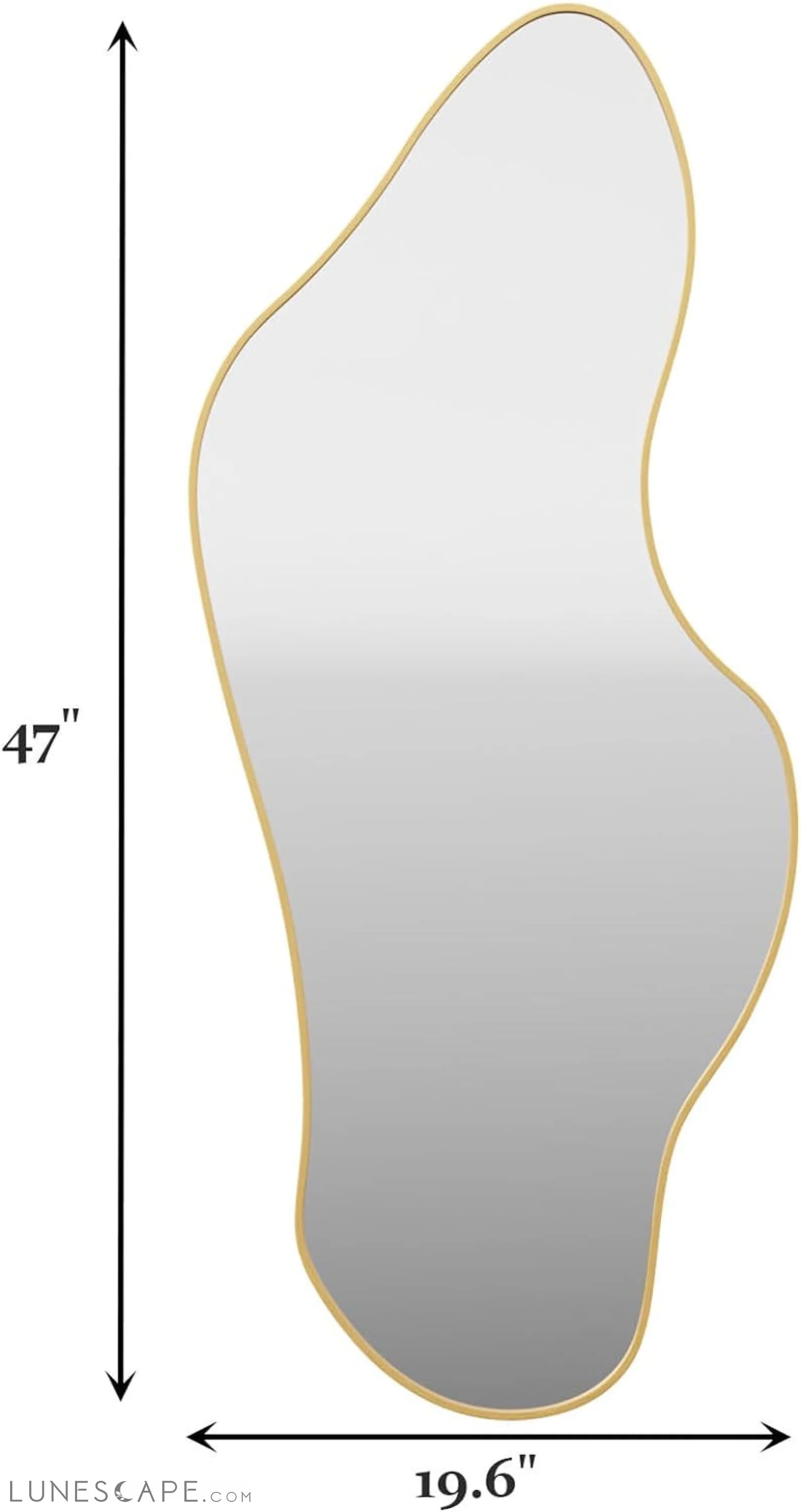 Irregular Wall Mirror Asymmetrical Mirror for Wall 19.6X47 Gold Framed LUNESCAPE