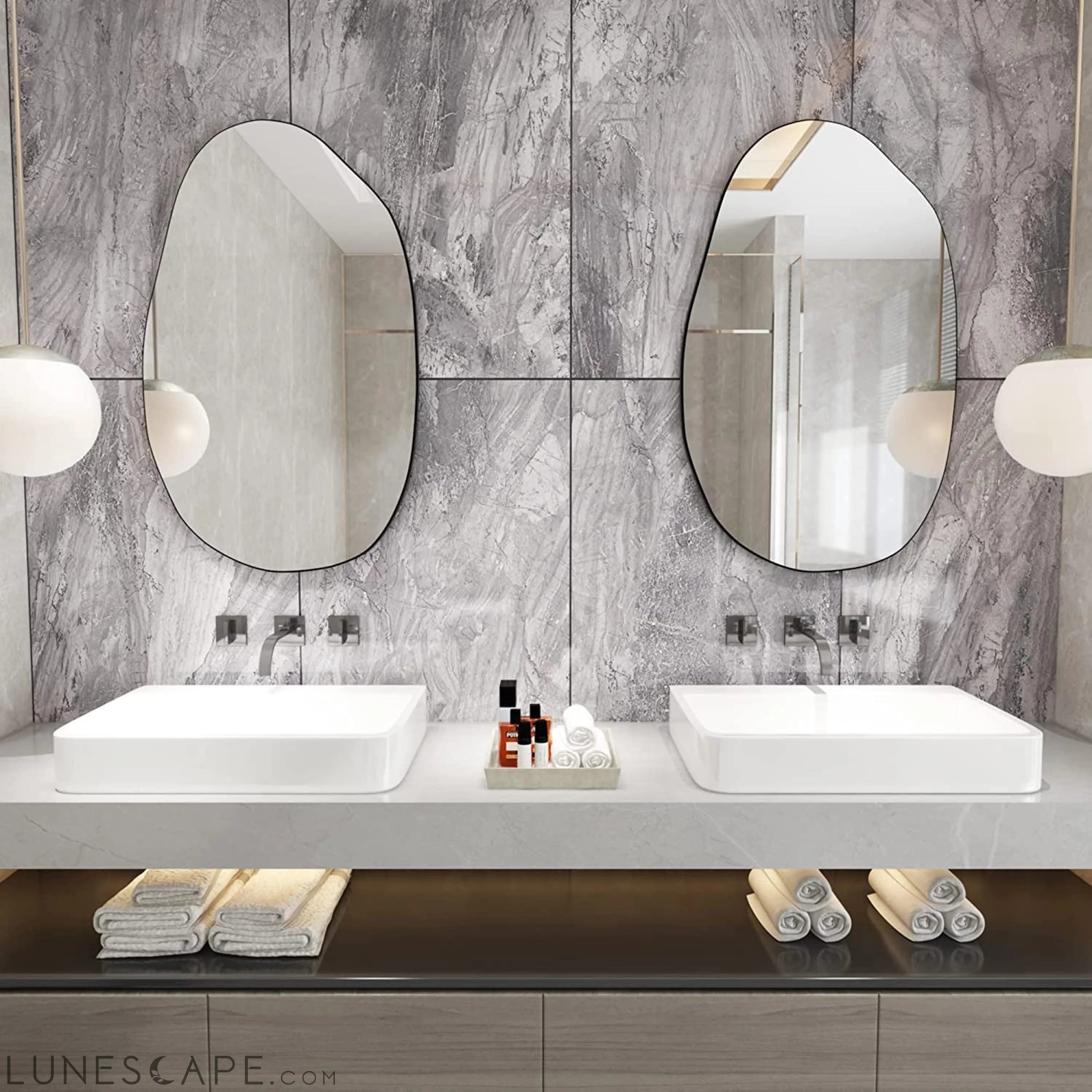 Irregular Wall Mirror, Asymmetrical Mirror Large Unique Vanity Body LUNESCAPE