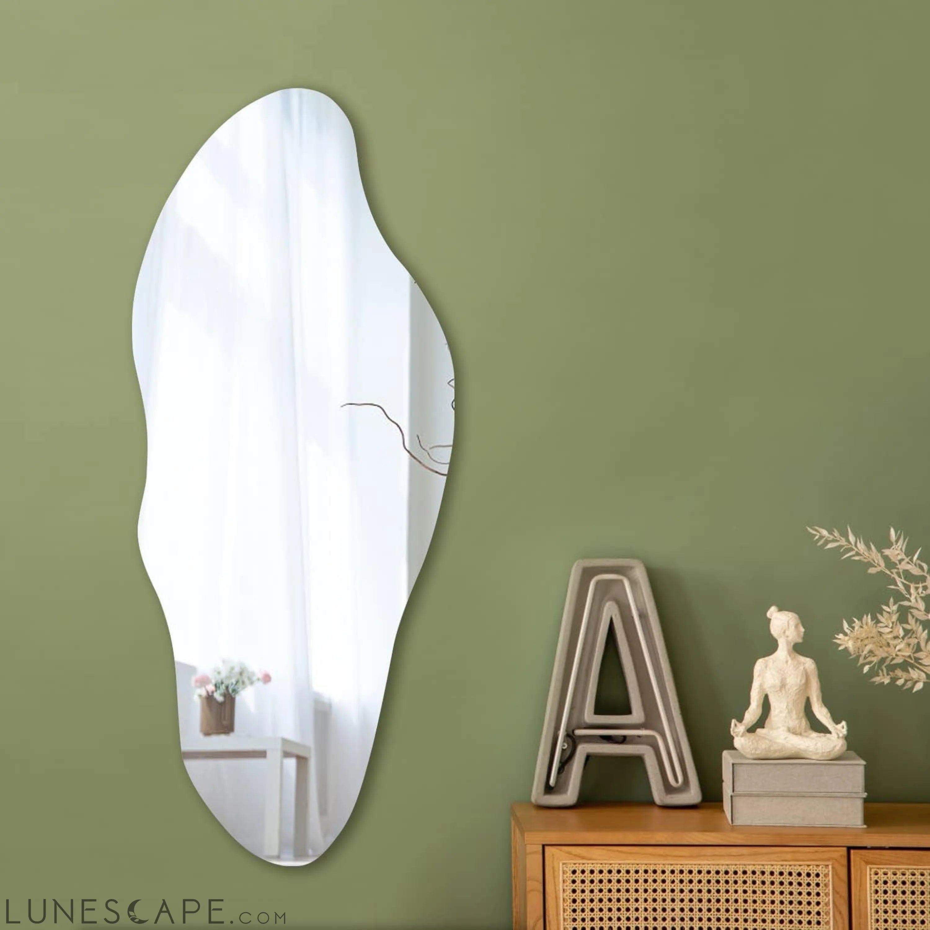 Irregular Wall Mirror, Asymmetrical Wall Mounted Mirror 19.6 X 47 LUNESCAPE