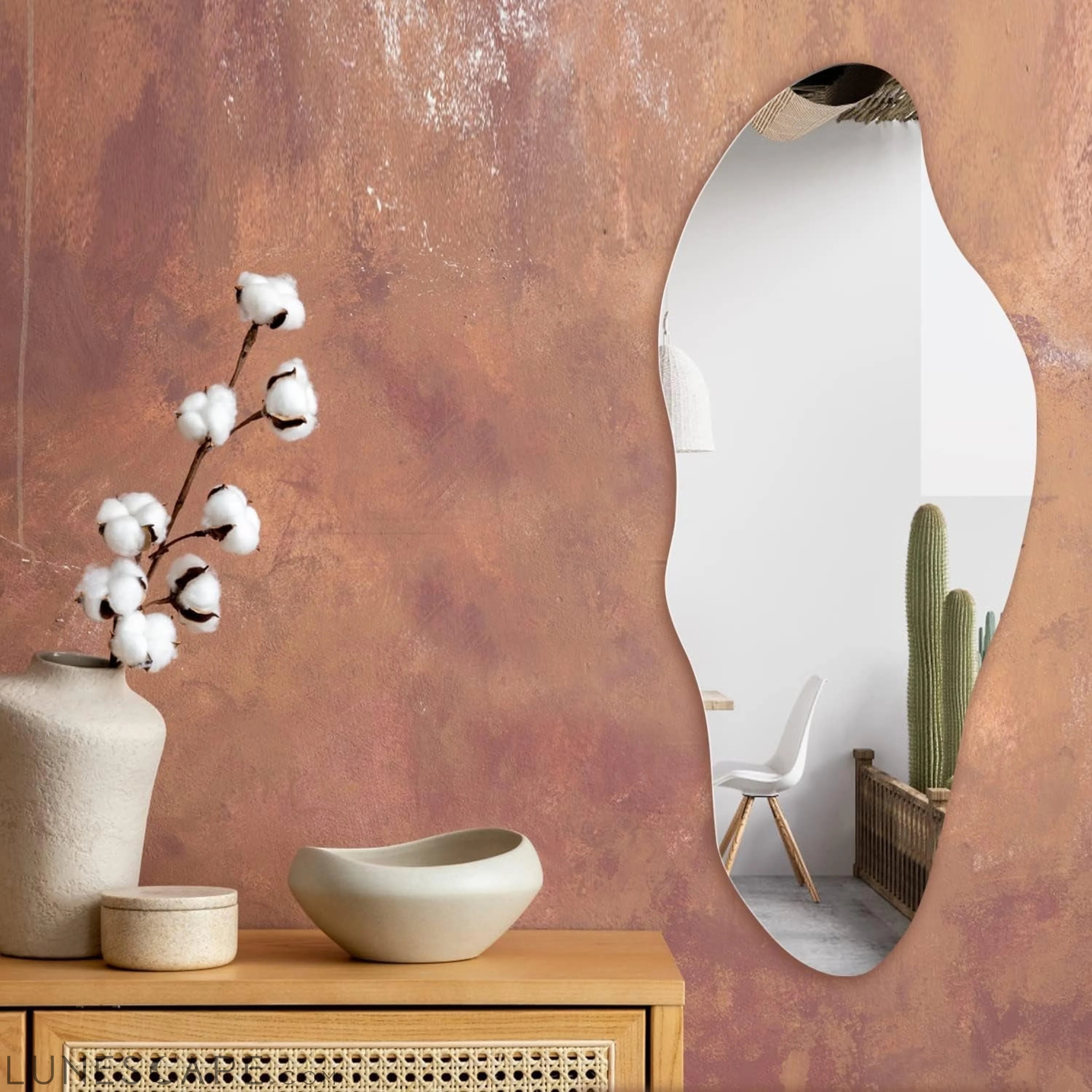 Irregular Wall Mirror, Asymmetrical Wall Mounted Mirror 19.6 X 47 LUNESCAPE