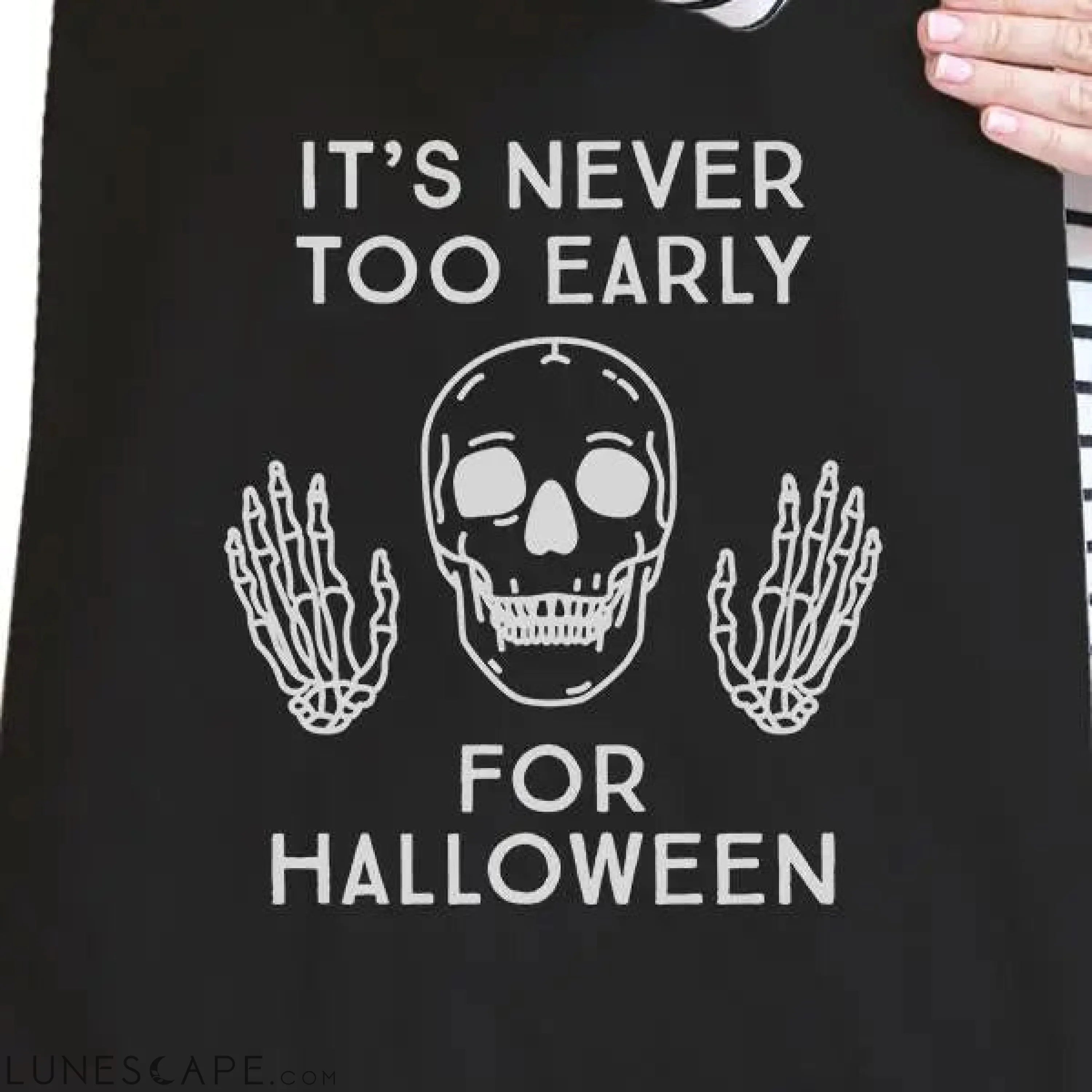 It's Never Too Early for Halloween Black Canvas Bags LUNESCAPE